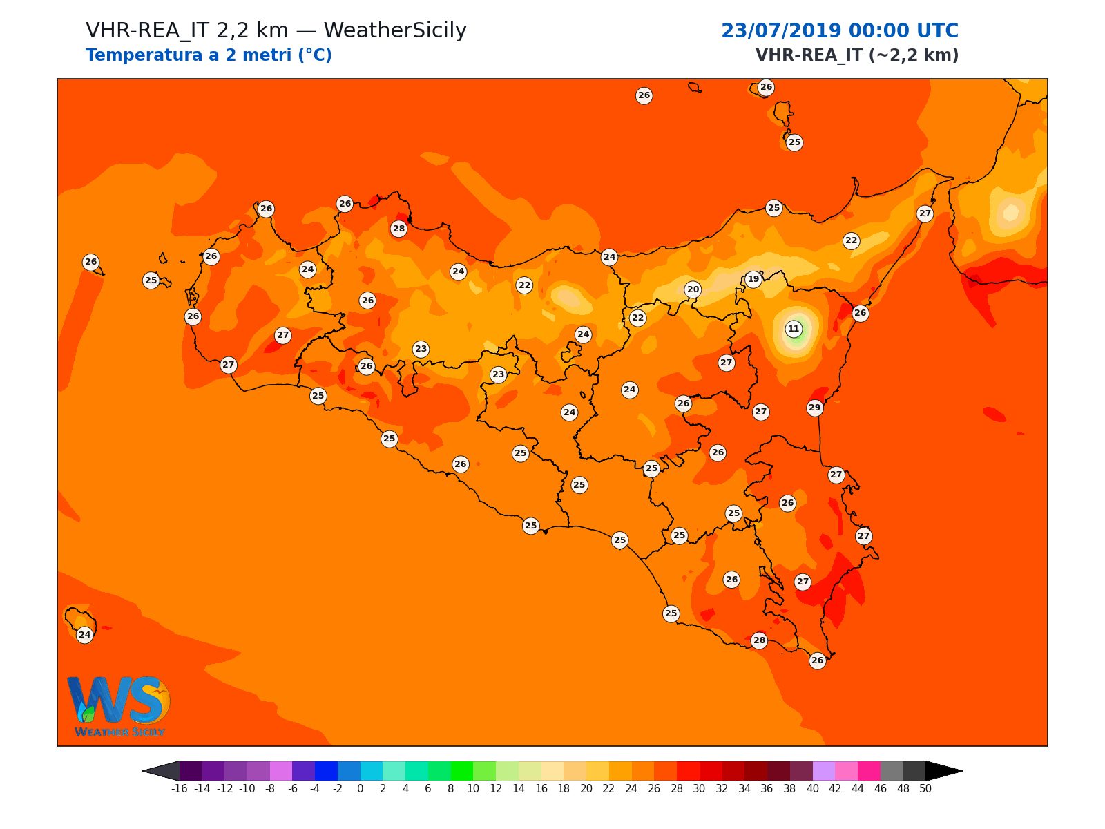 Temperatura a 2 metri · 2019072300