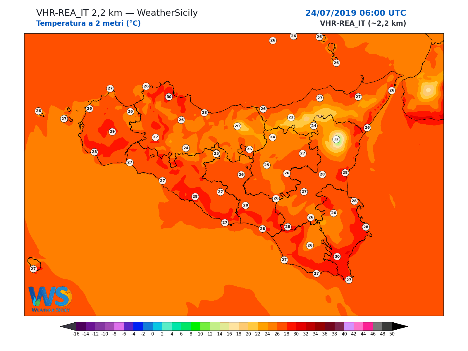 Temperatura a 2 metri · 2019072406