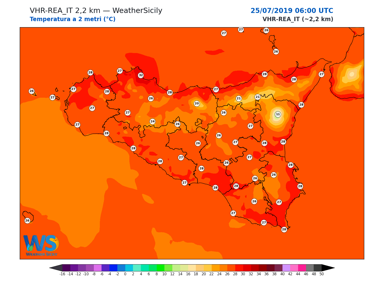 Temperatura a 2 metri · 2019072506