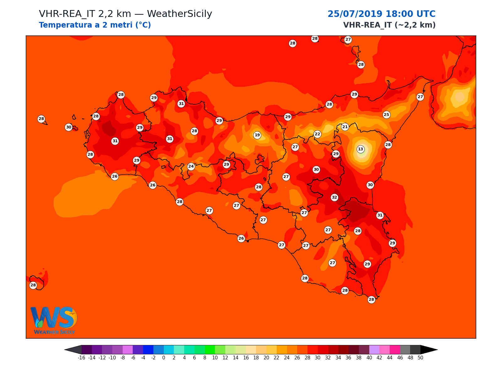 Temperatura a 2 metri · 2019072518