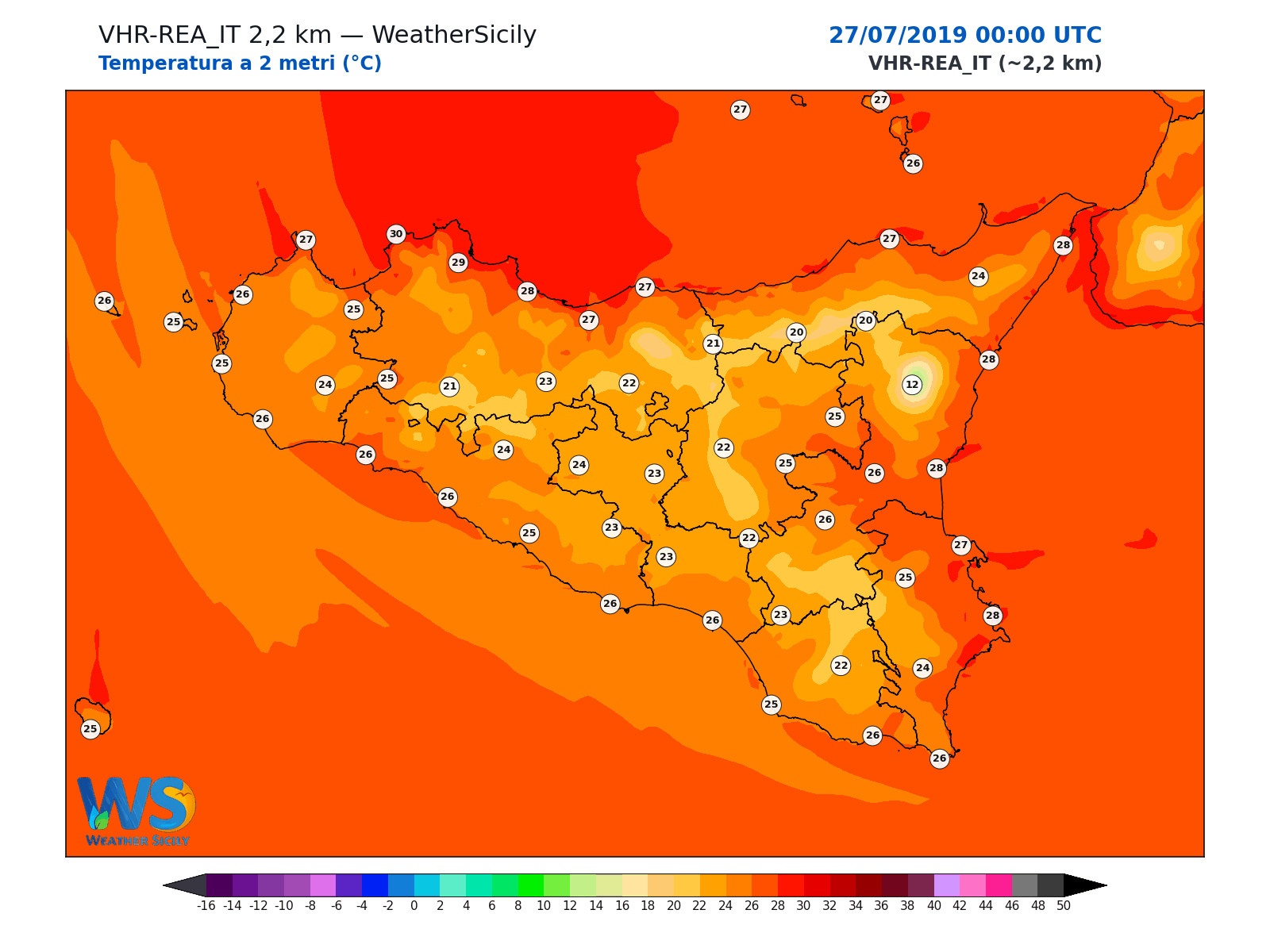 Temperatura a 2 metri · 2019072700