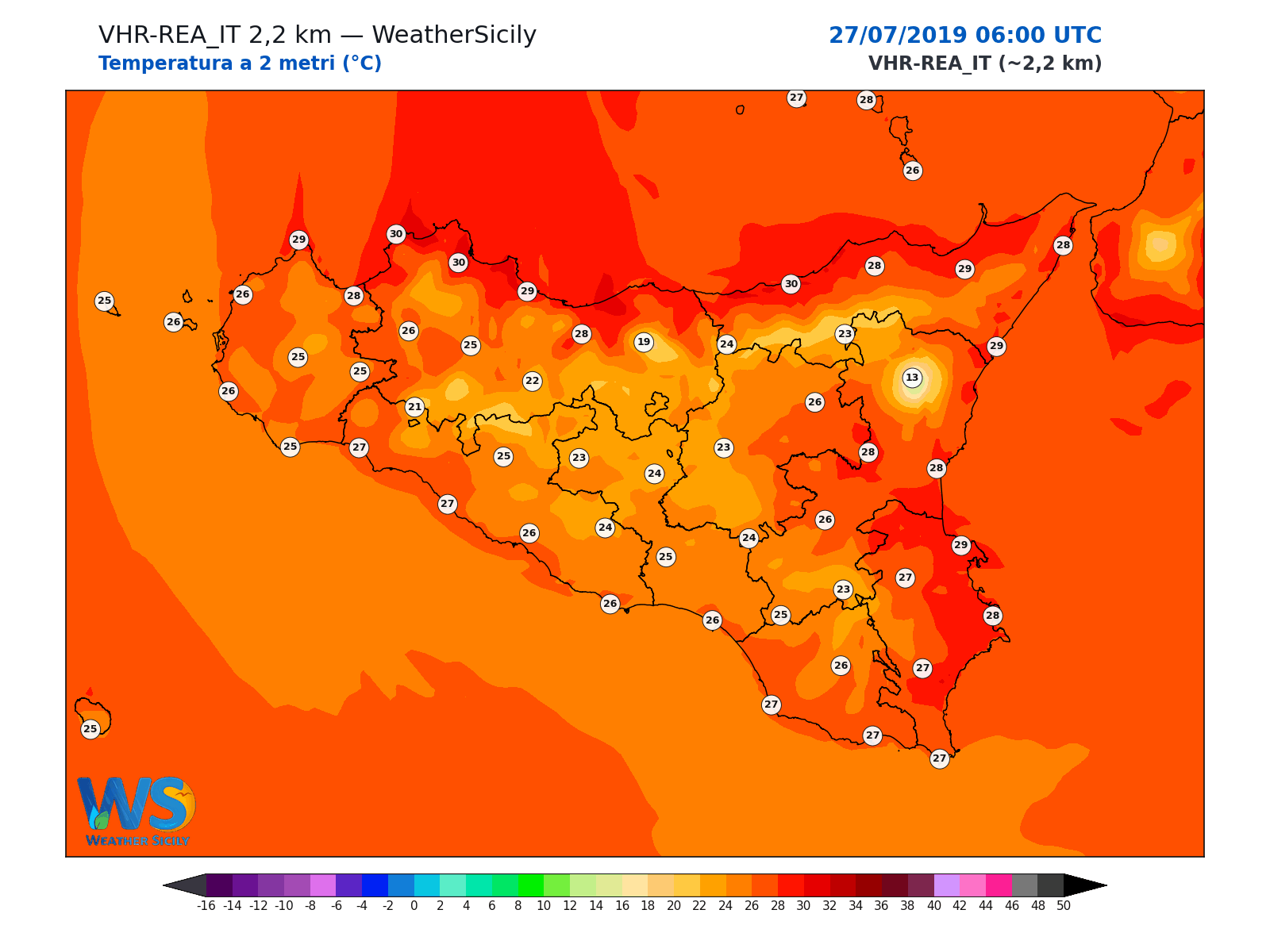 Temperatura a 2 metri · 2019072706