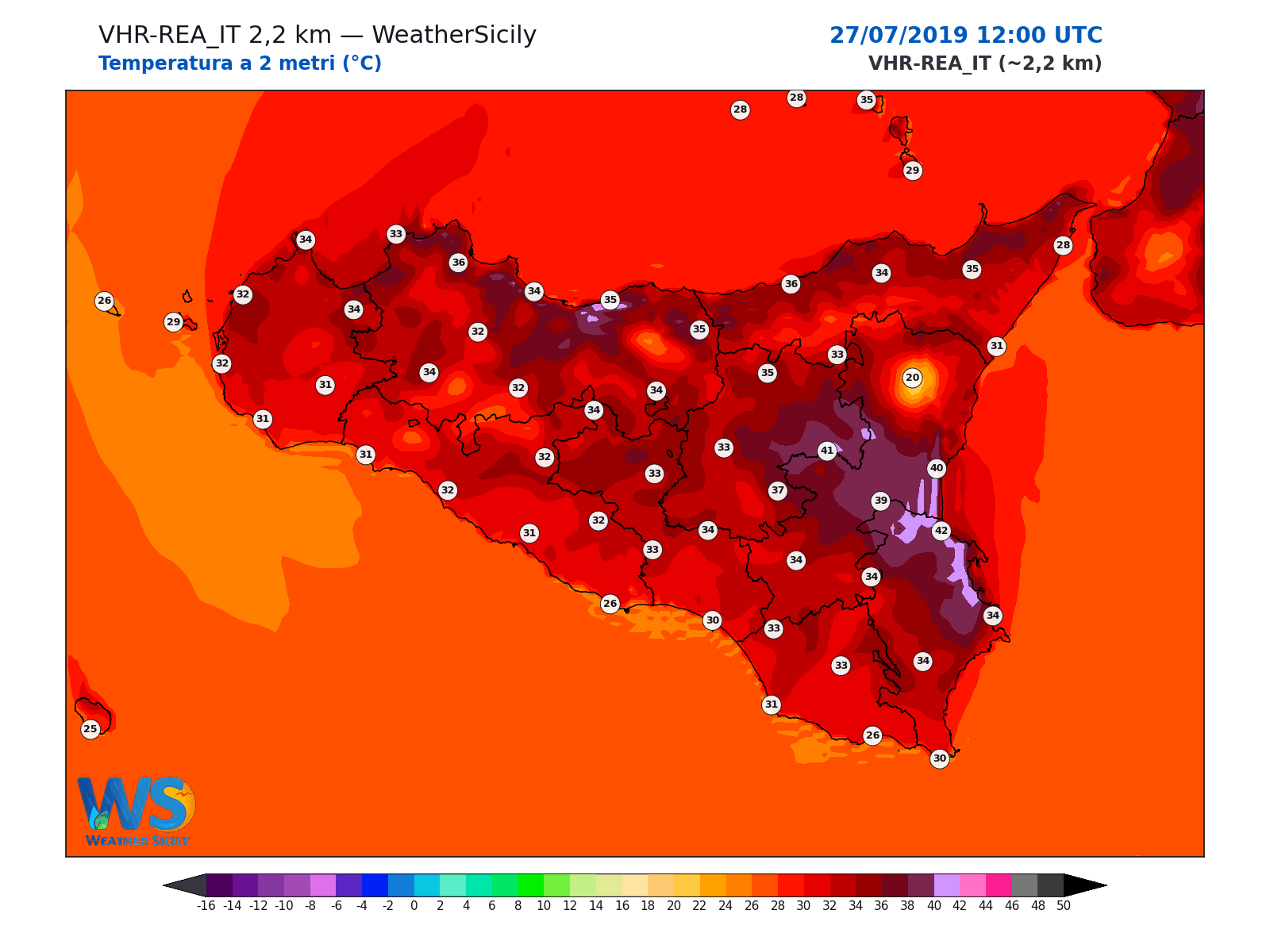 Temperatura a 2 metri · 2019072712