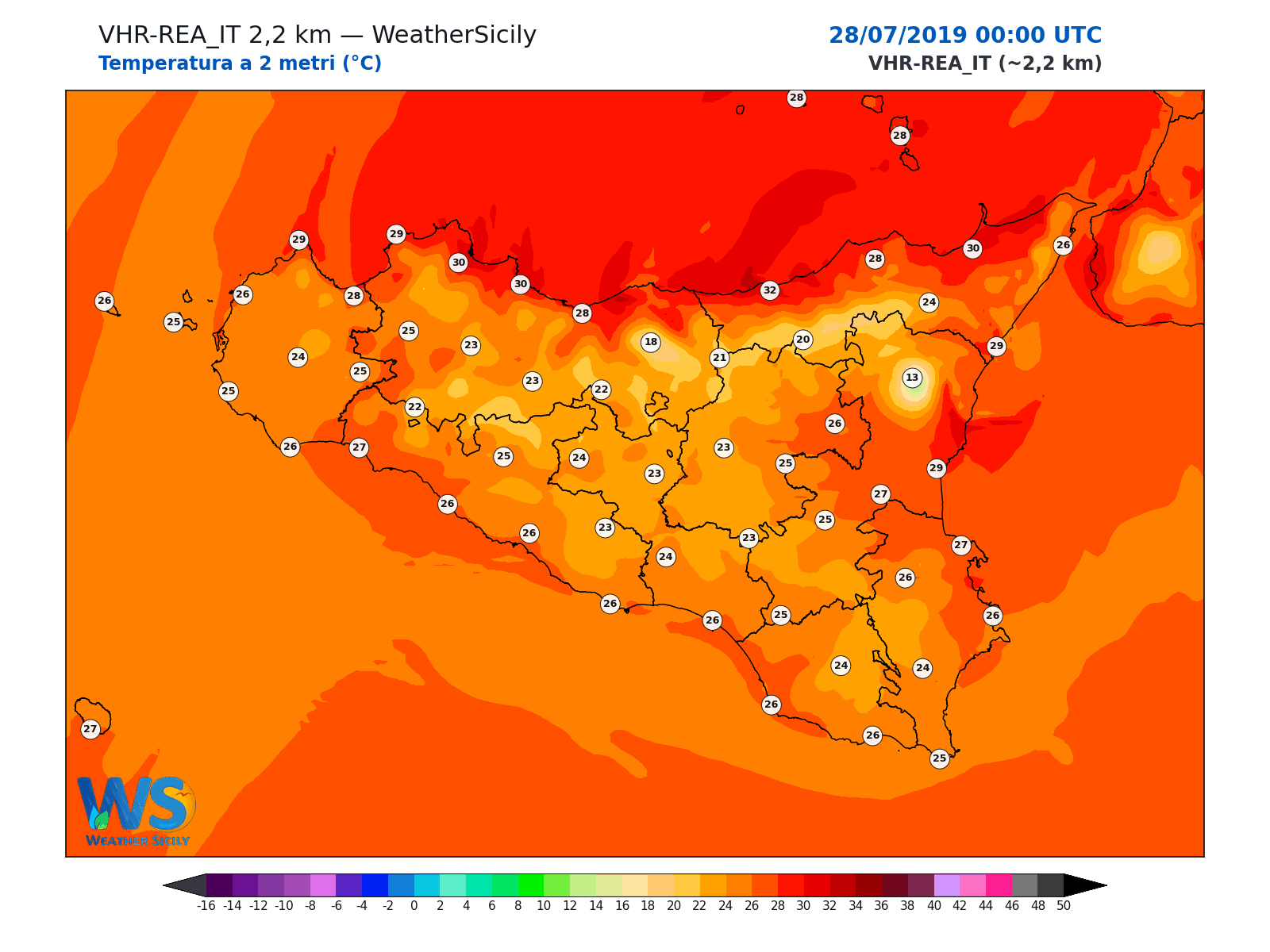 Temperatura a 2 metri · 2019072800