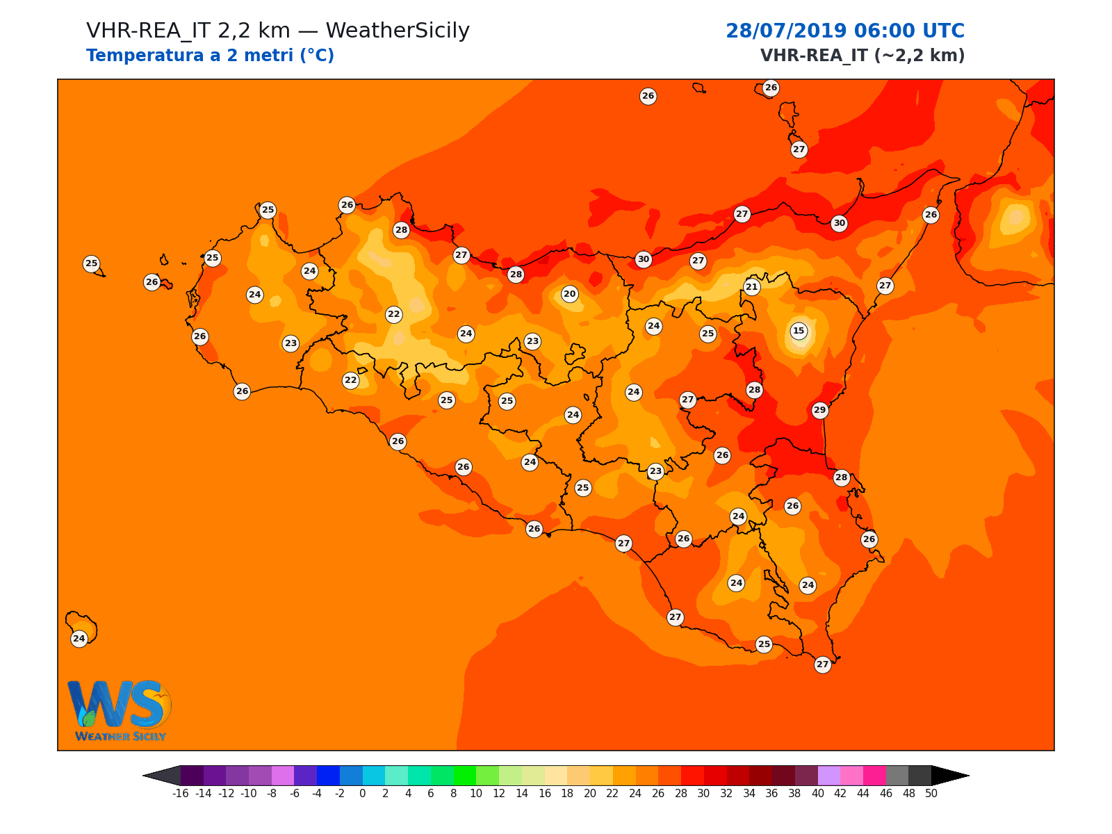 Temperatura a 2 metri · 2019072806