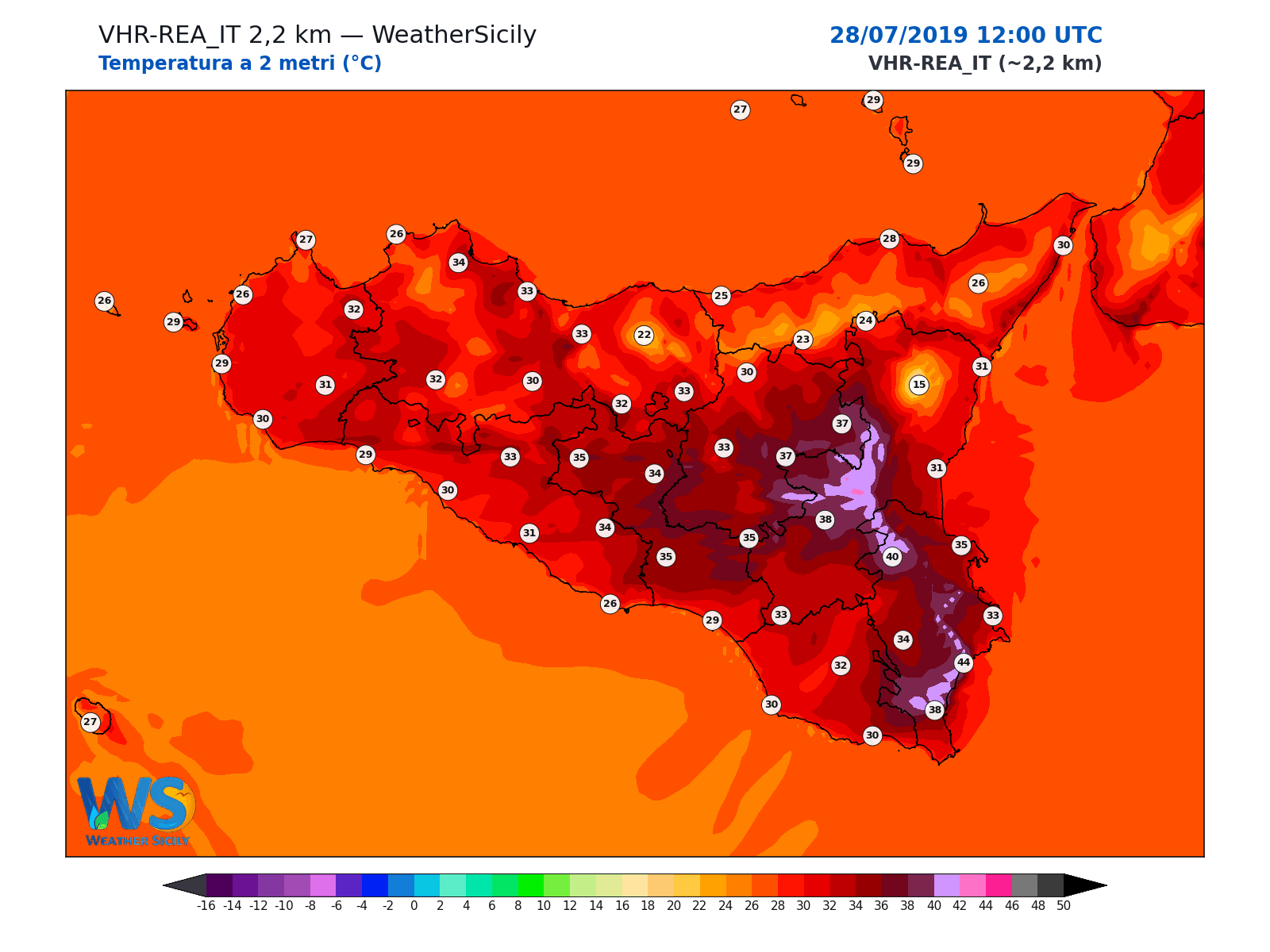 Temperatura a 2 metri · 2019072812
