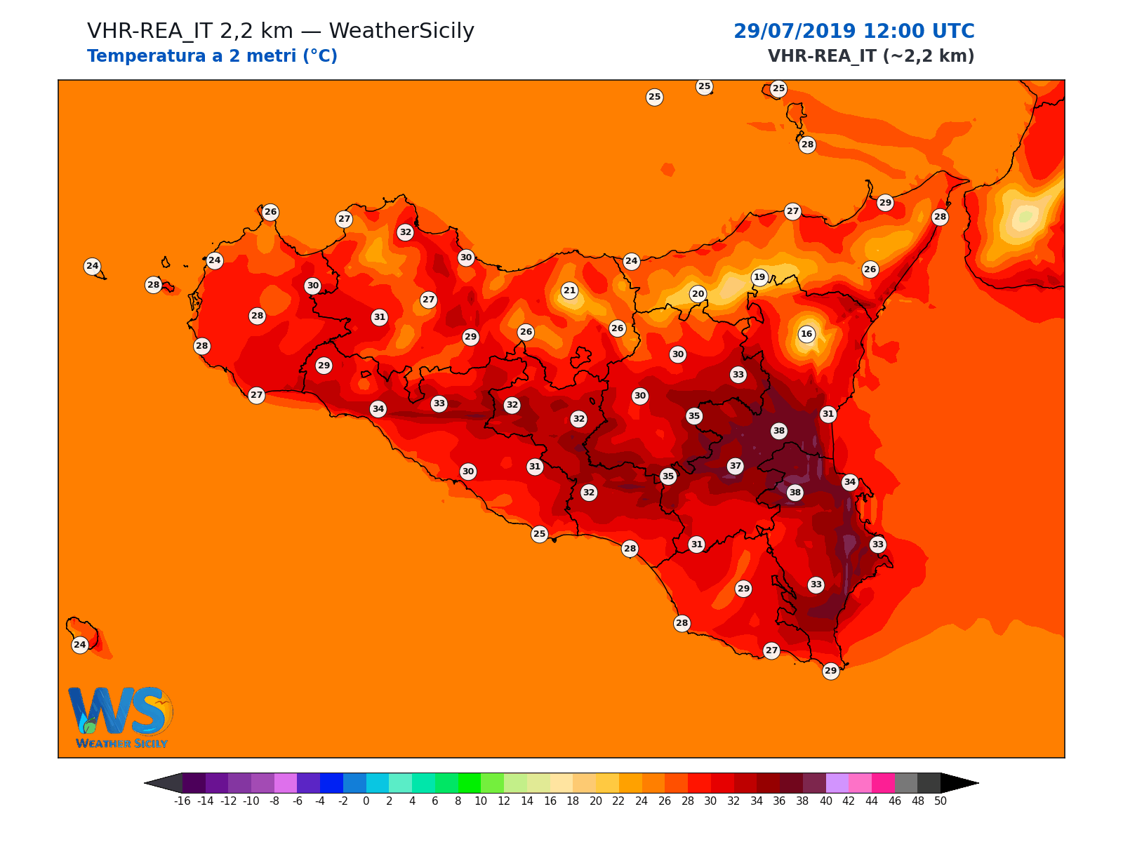 Temperatura a 2 metri · 2019072912