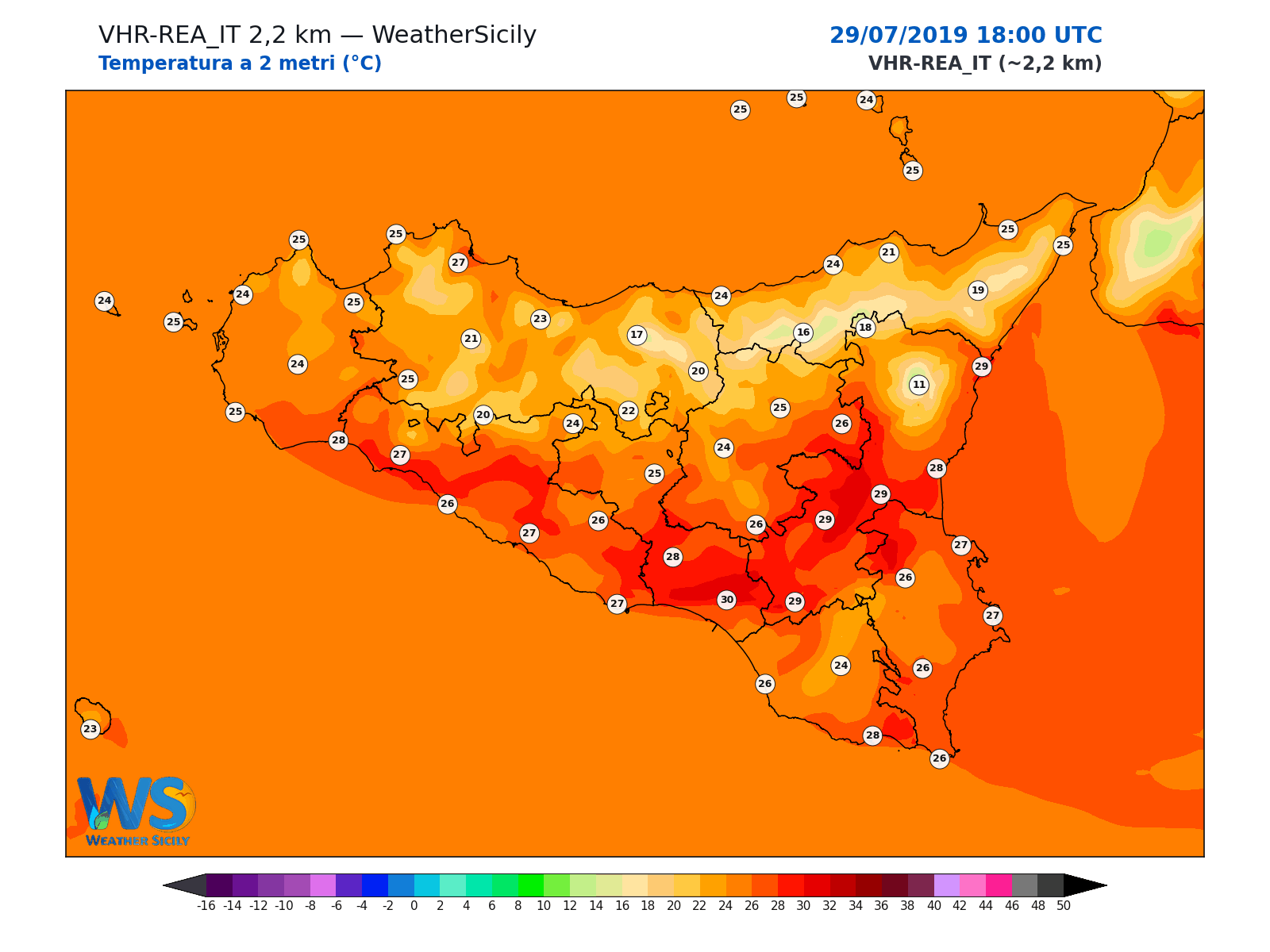 Temperatura a 2 metri · 2019072918