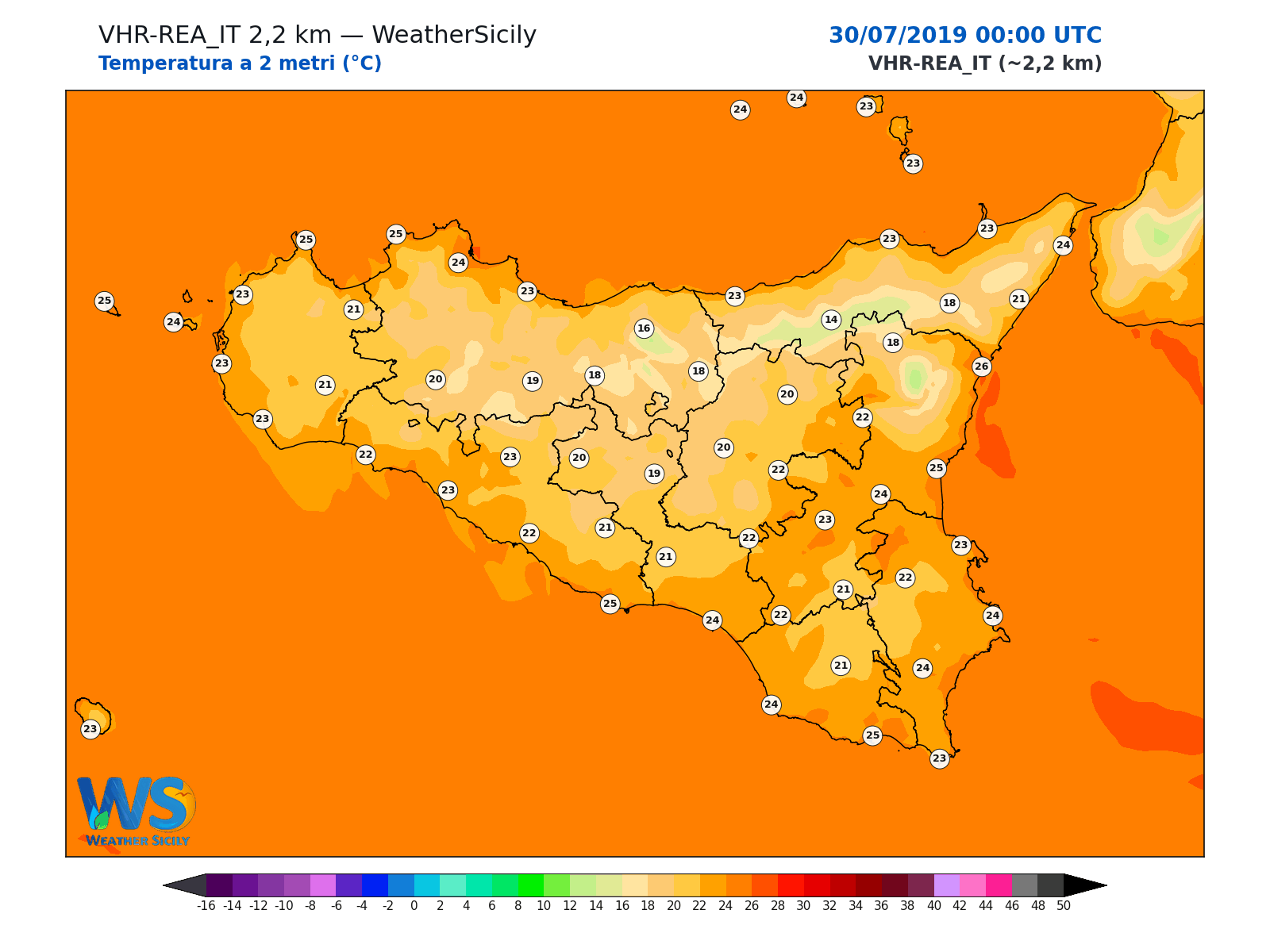 Temperatura a 2 metri · 2019073000