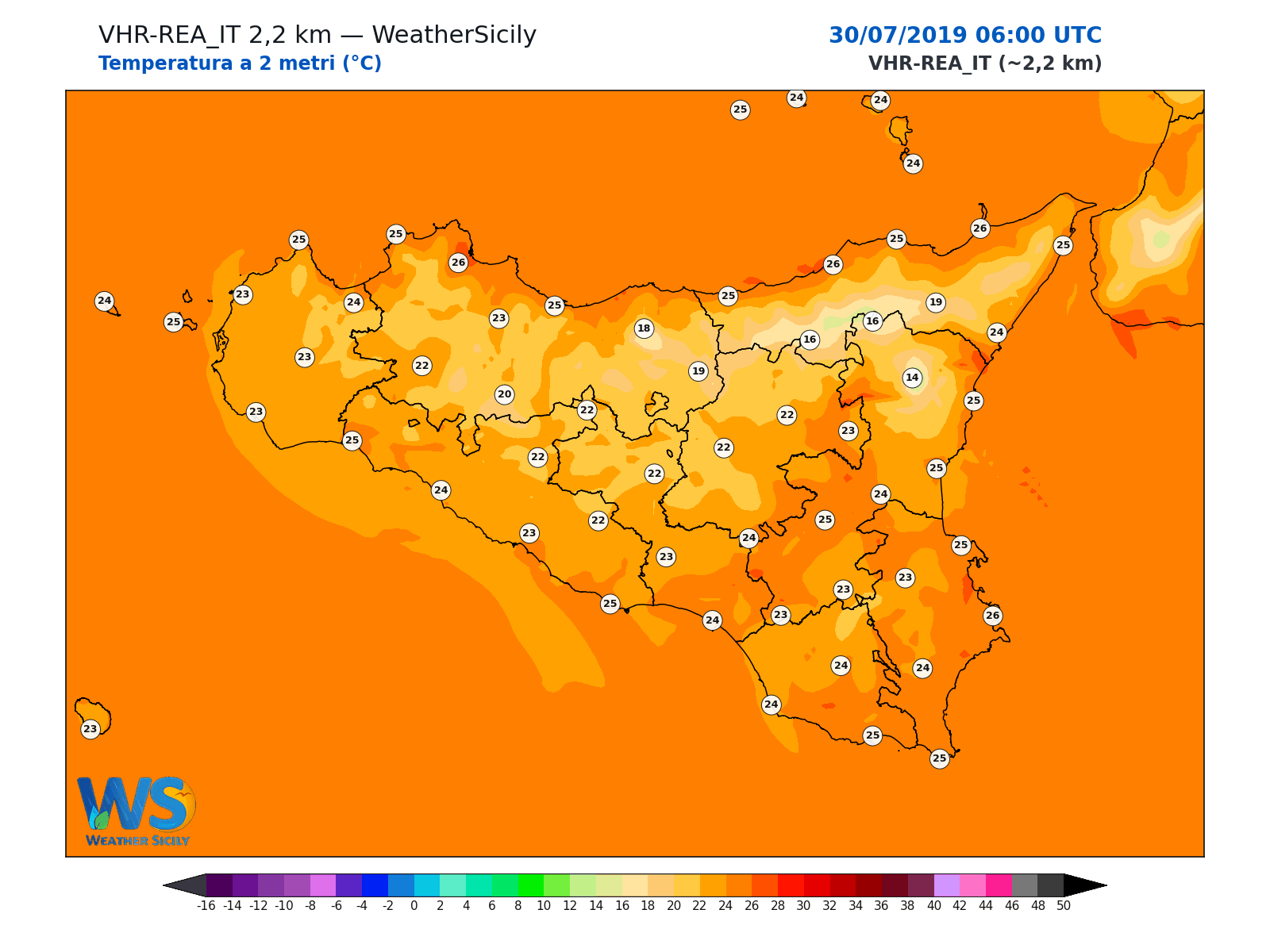 Temperatura a 2 metri · 2019073006