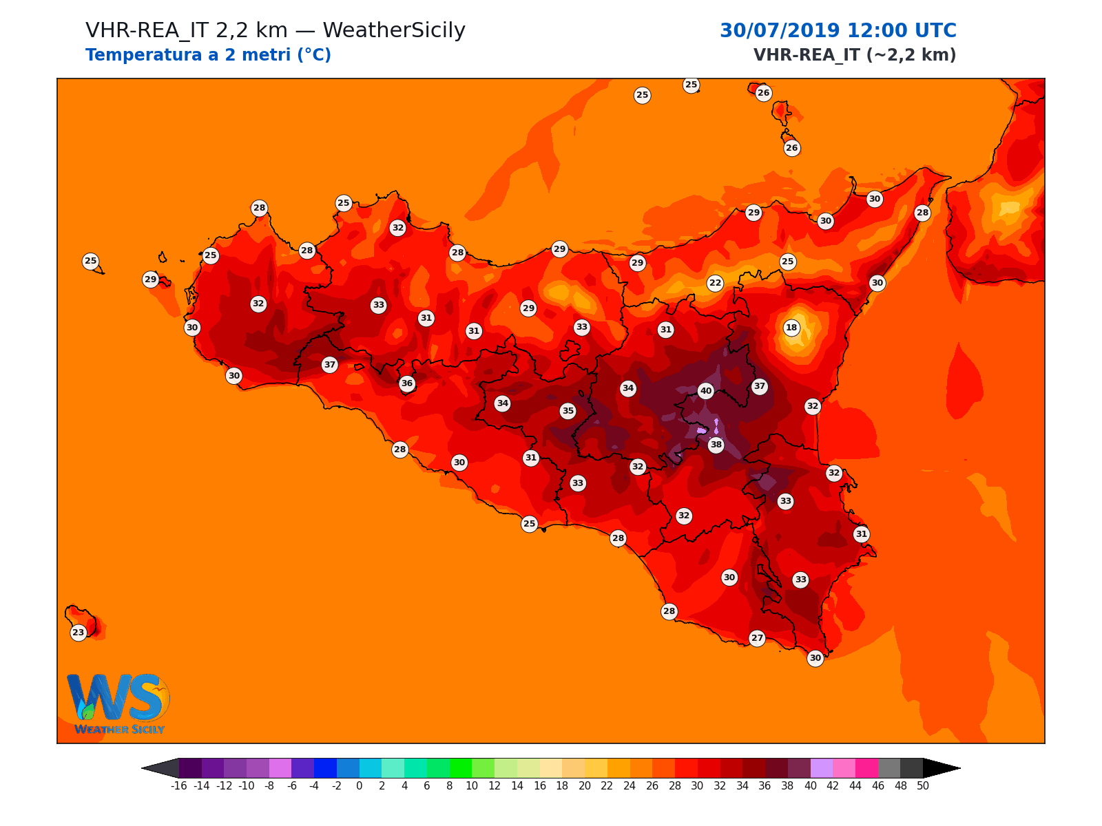 Temperatura a 2 metri · 2019073012