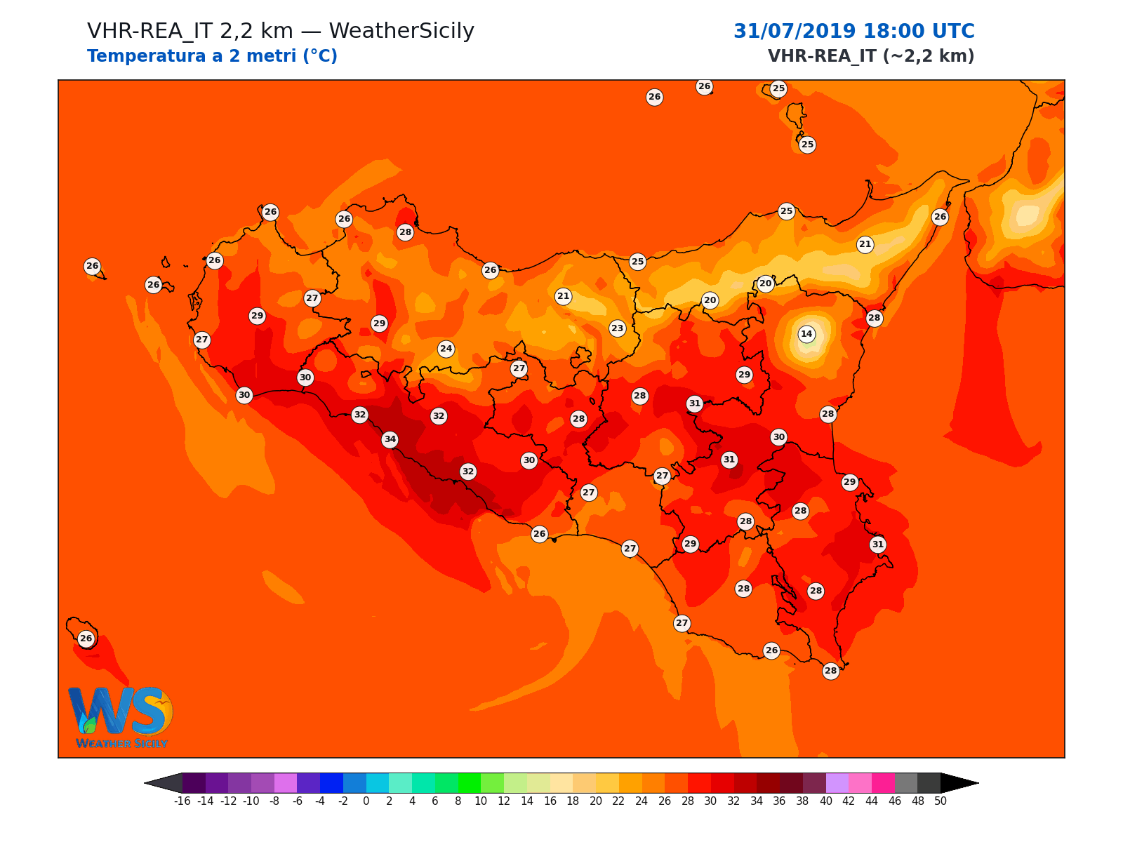 Temperatura a 2 metri · 2019073118