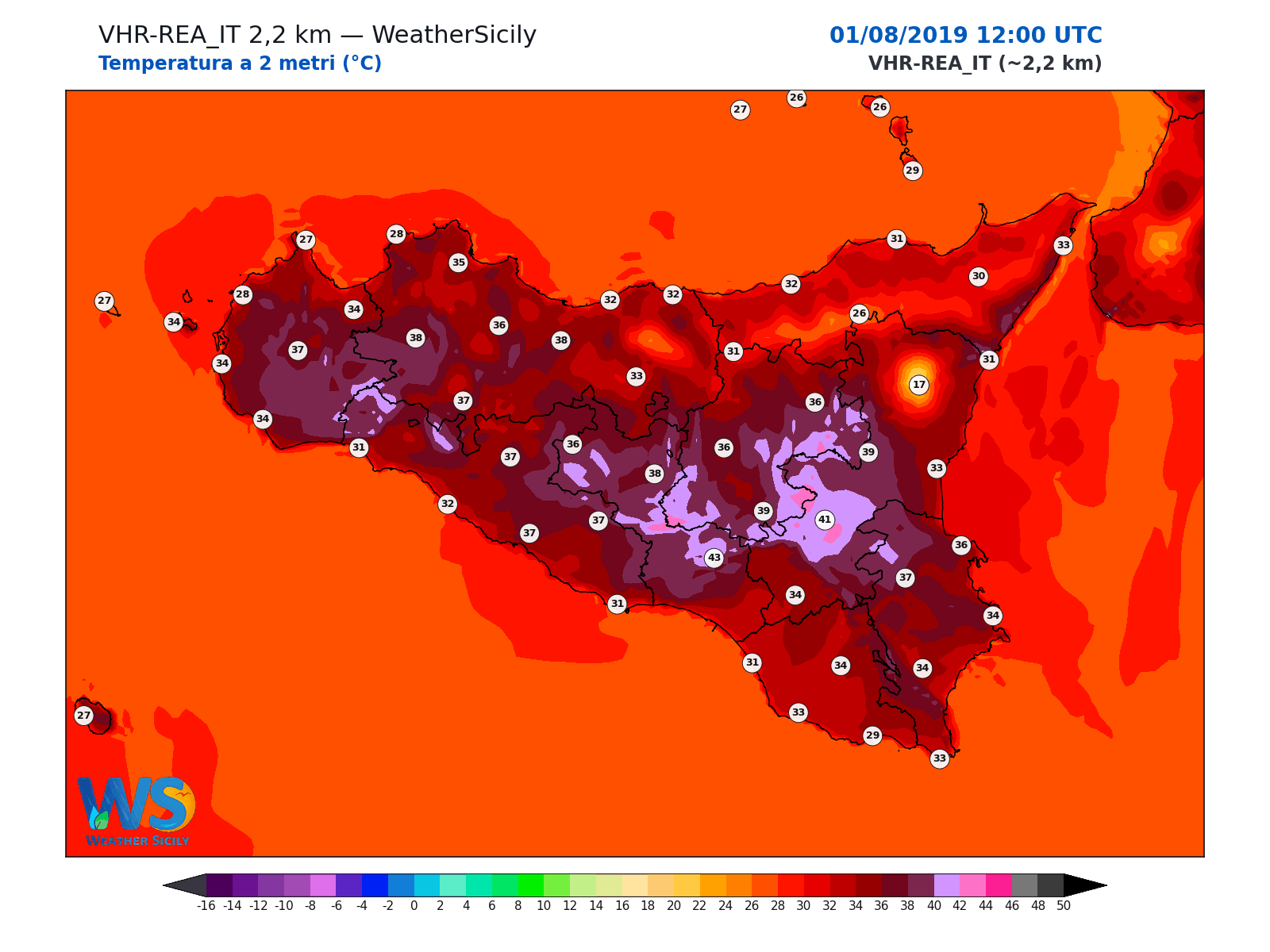 Temperatura a 2 metri · 2019080112