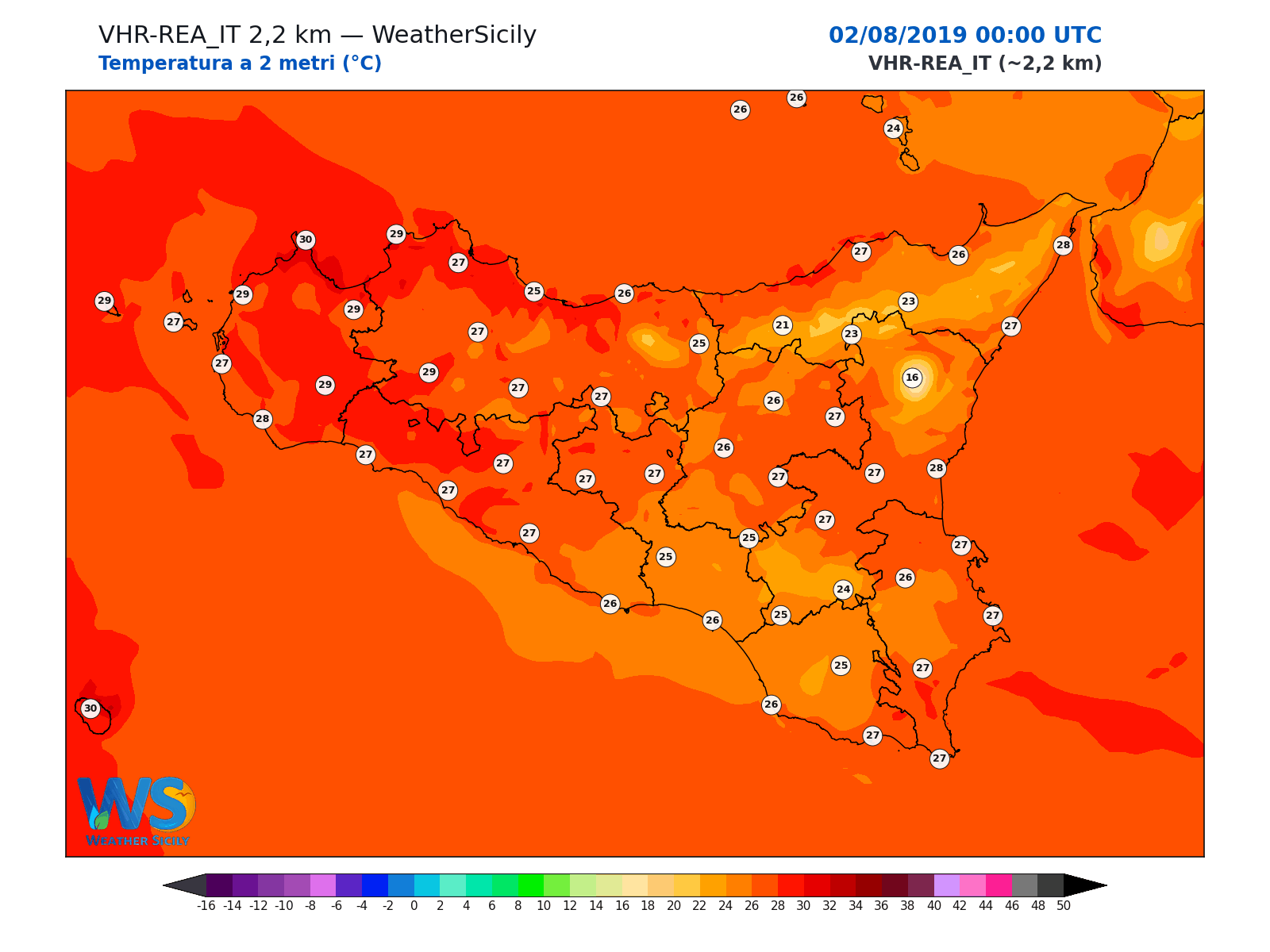 Temperatura a 2 metri · 2019080200