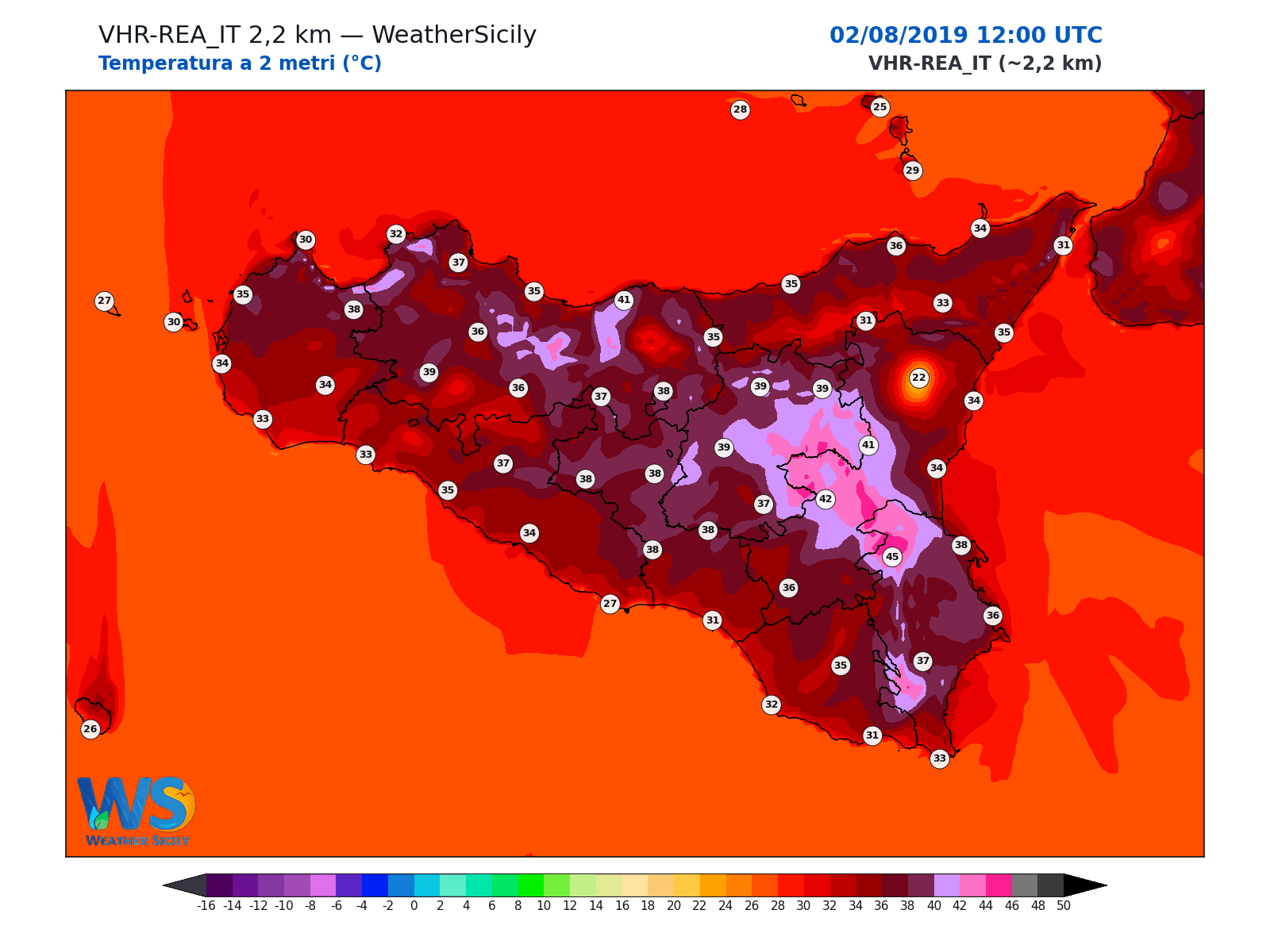 Temperatura a 2 metri · 2019080212