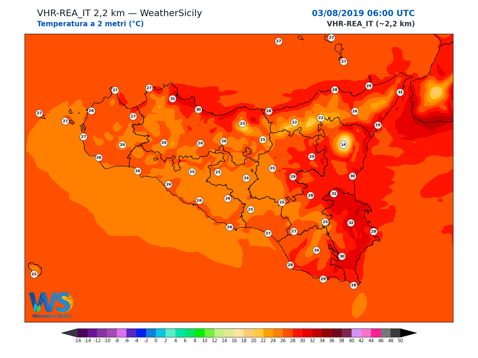 Temperatura a 2 metri · 2019080306
