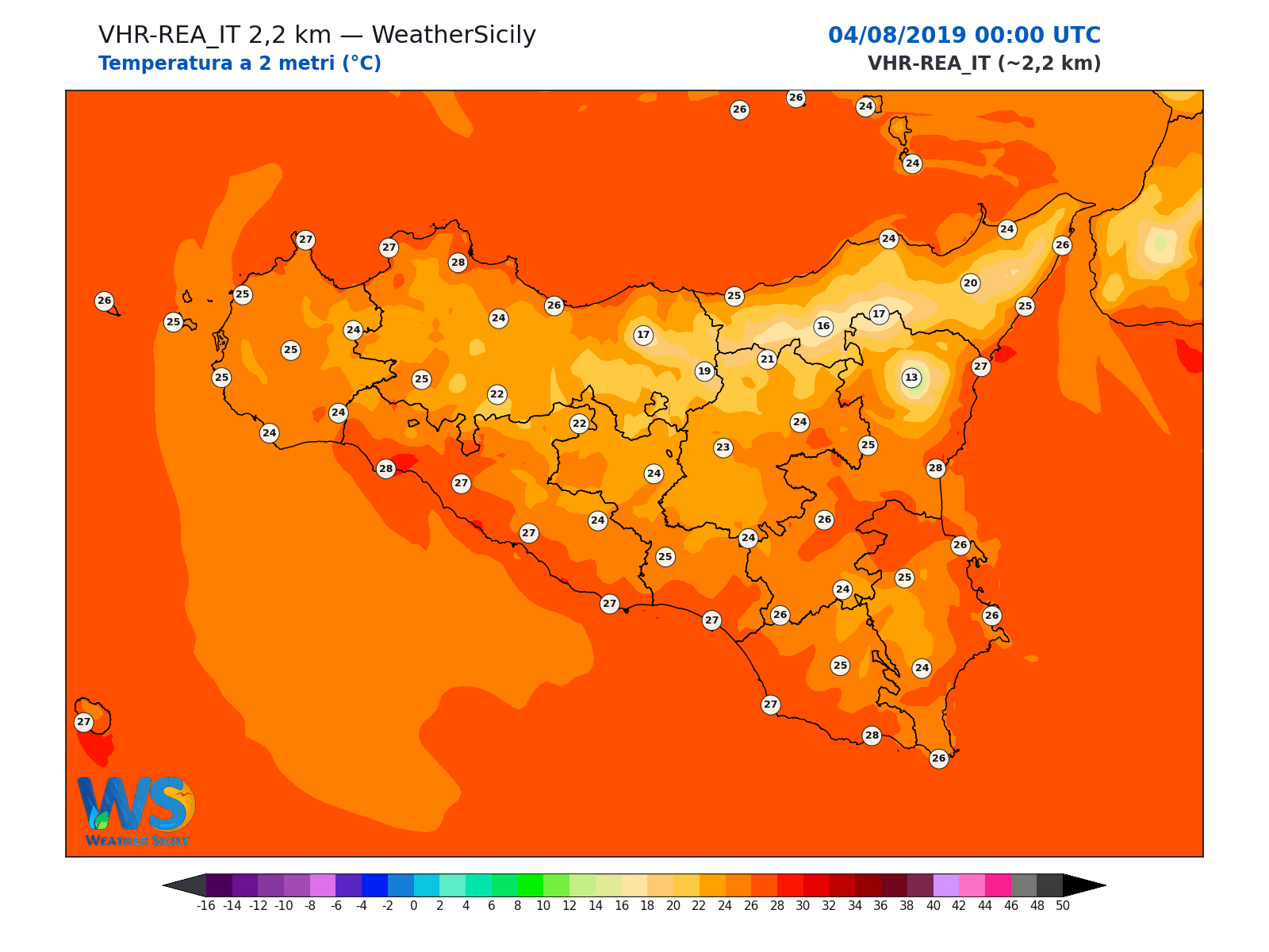 Temperatura a 2 metri · 2019080400