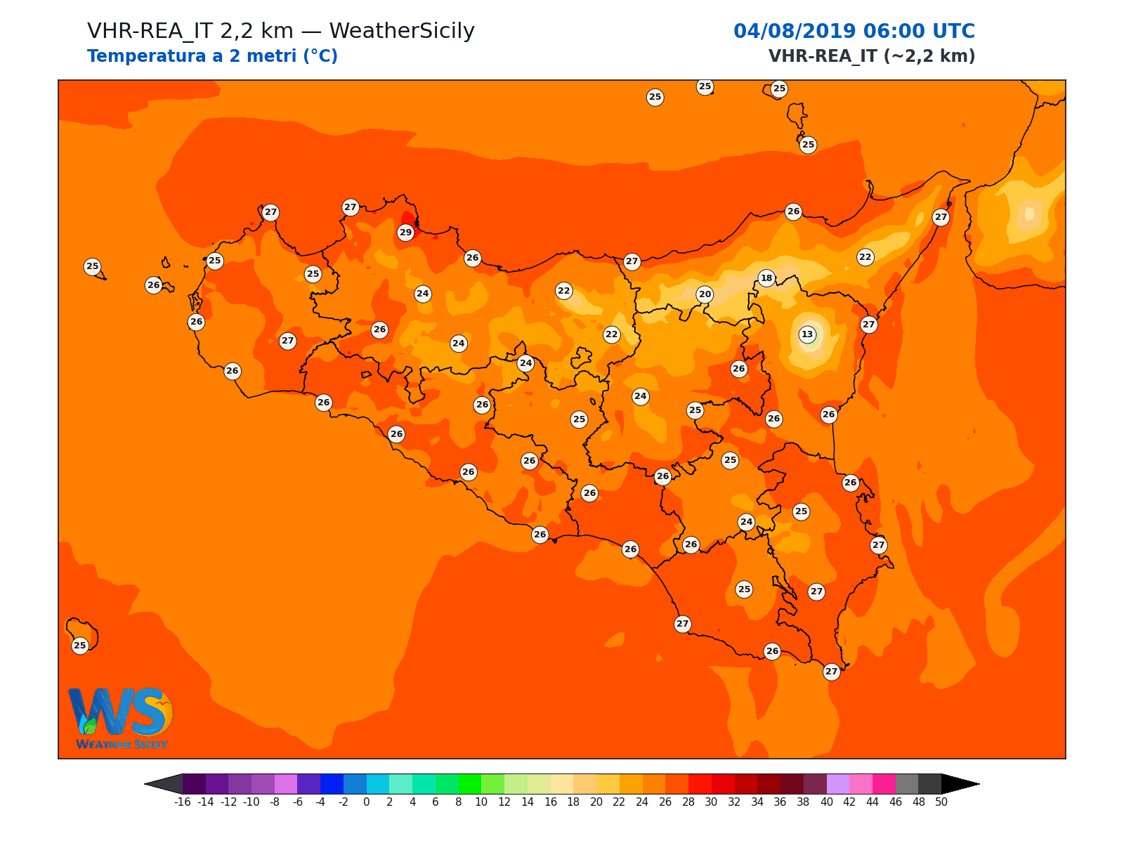 Temperatura a 2 metri · 2019080406