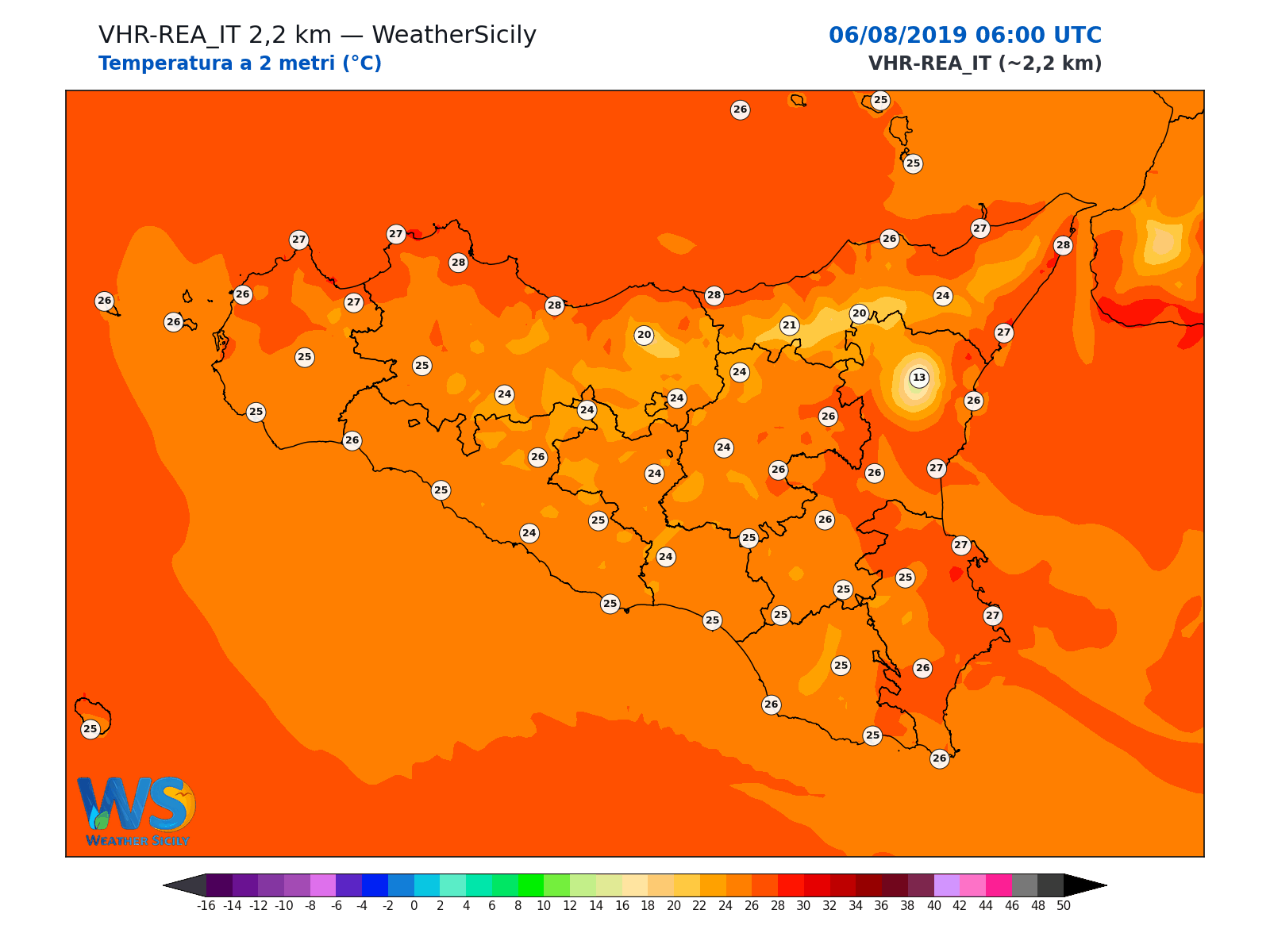 Temperatura a 2 metri · 2019080606