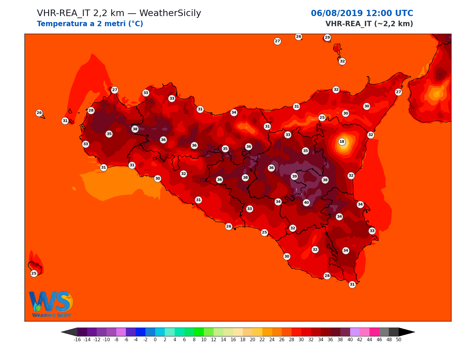 Temperatura a 2 metri · 2019080612