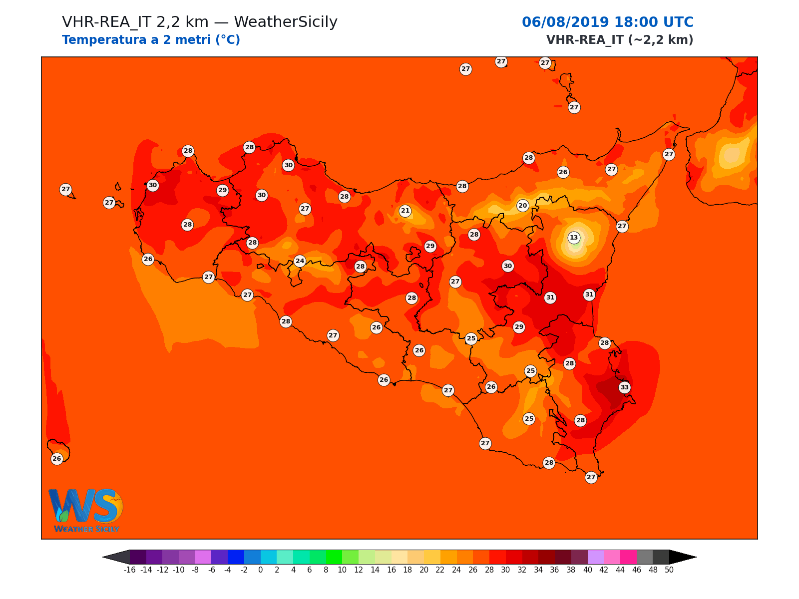 Temperatura a 2 metri · 2019080618