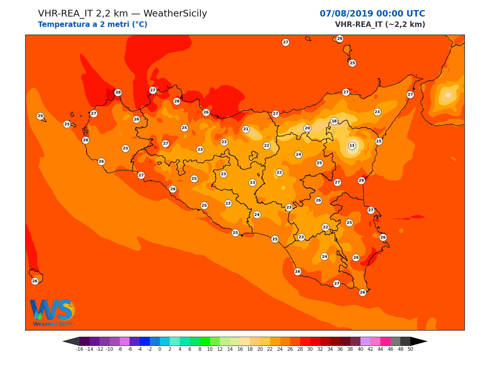 Temperatura a 2 metri · 2019080700
