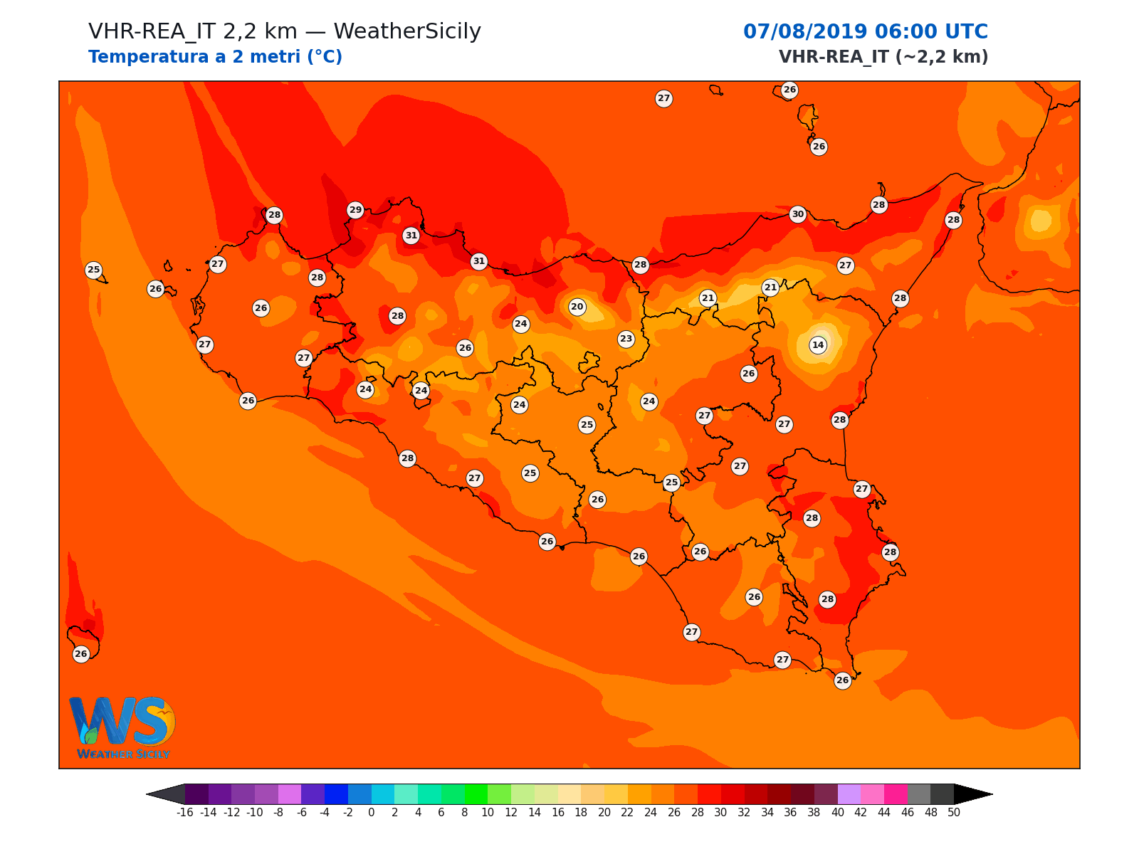 Temperatura a 2 metri · 2019080706