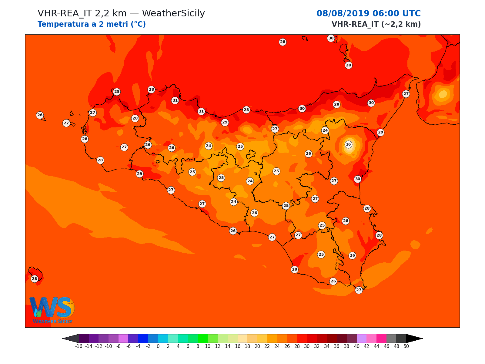 Temperatura a 2 metri · 2019080806