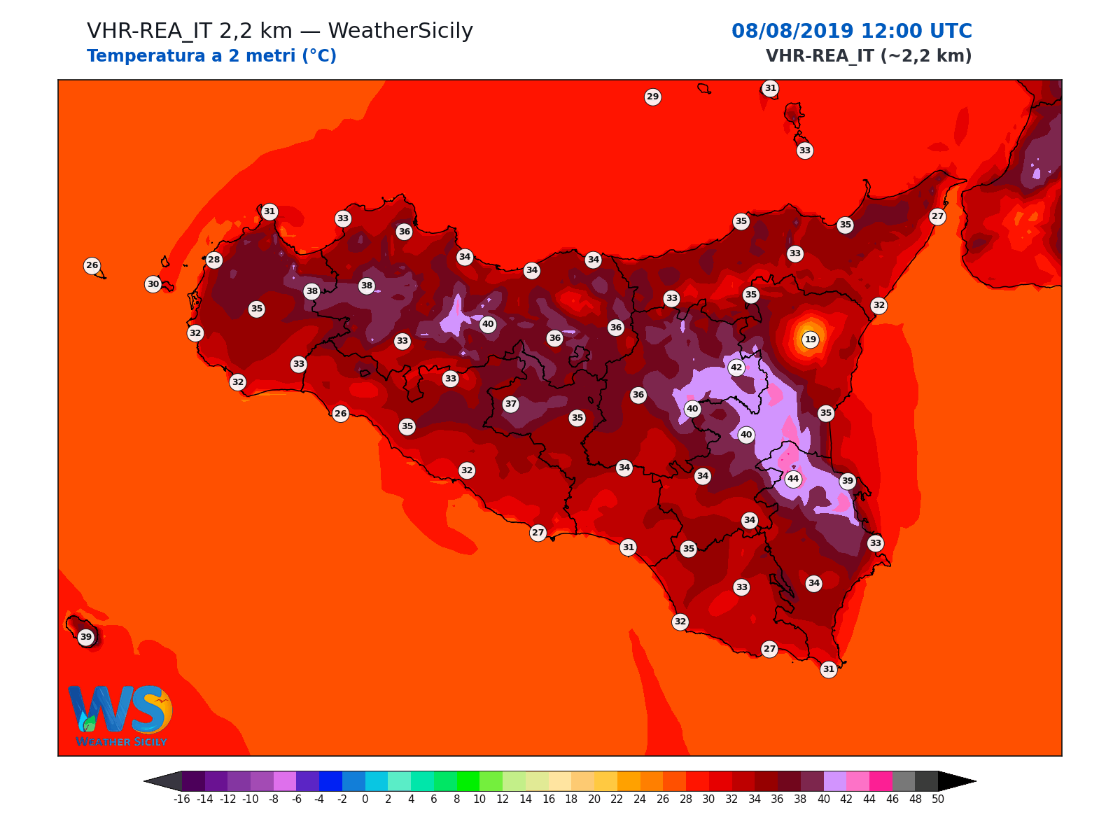 Temperatura a 2 metri · 2019080812