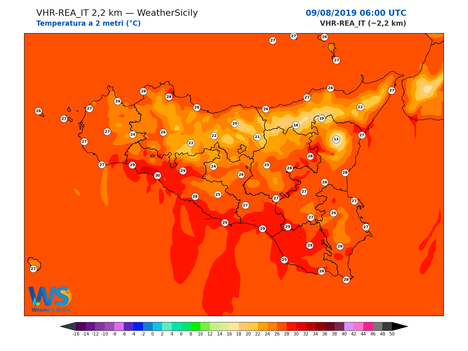 Temperatura a 2 metri · 2019080906