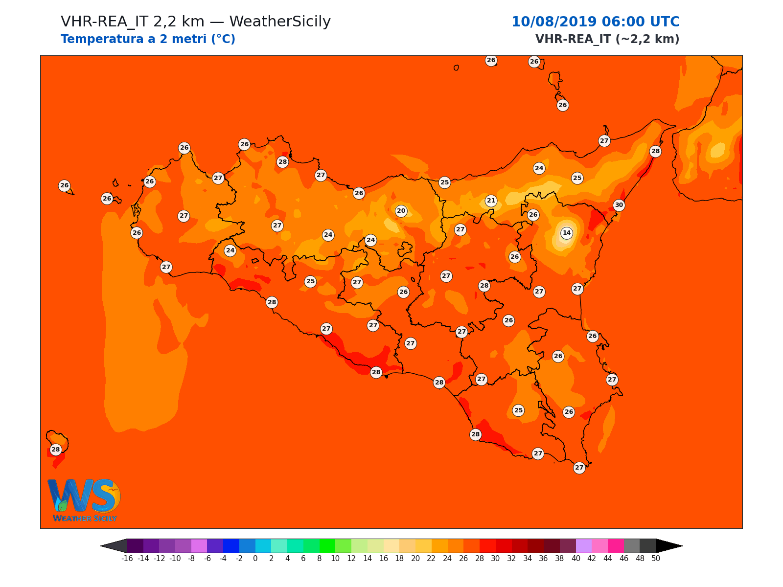 Temperatura a 2 metri · 2019081006