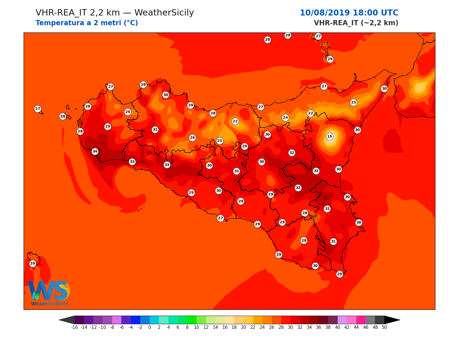 Temperatura a 2 metri · 2019081018