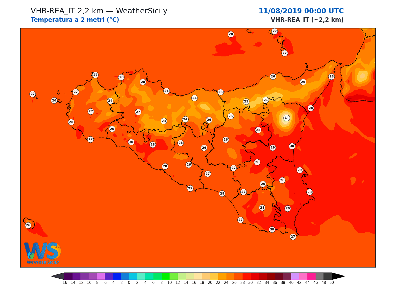 Temperatura a 2 metri · 2019081100