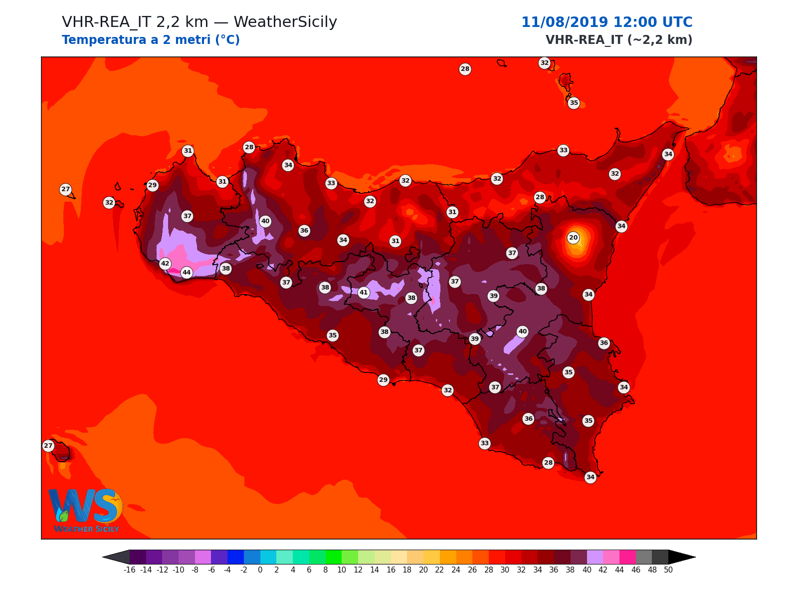 Temperatura a 2 metri · 2019081112