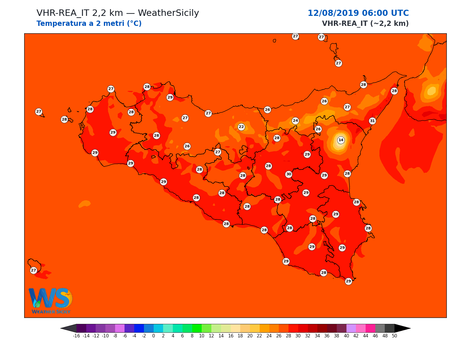 Temperatura a 2 metri · 2019081206