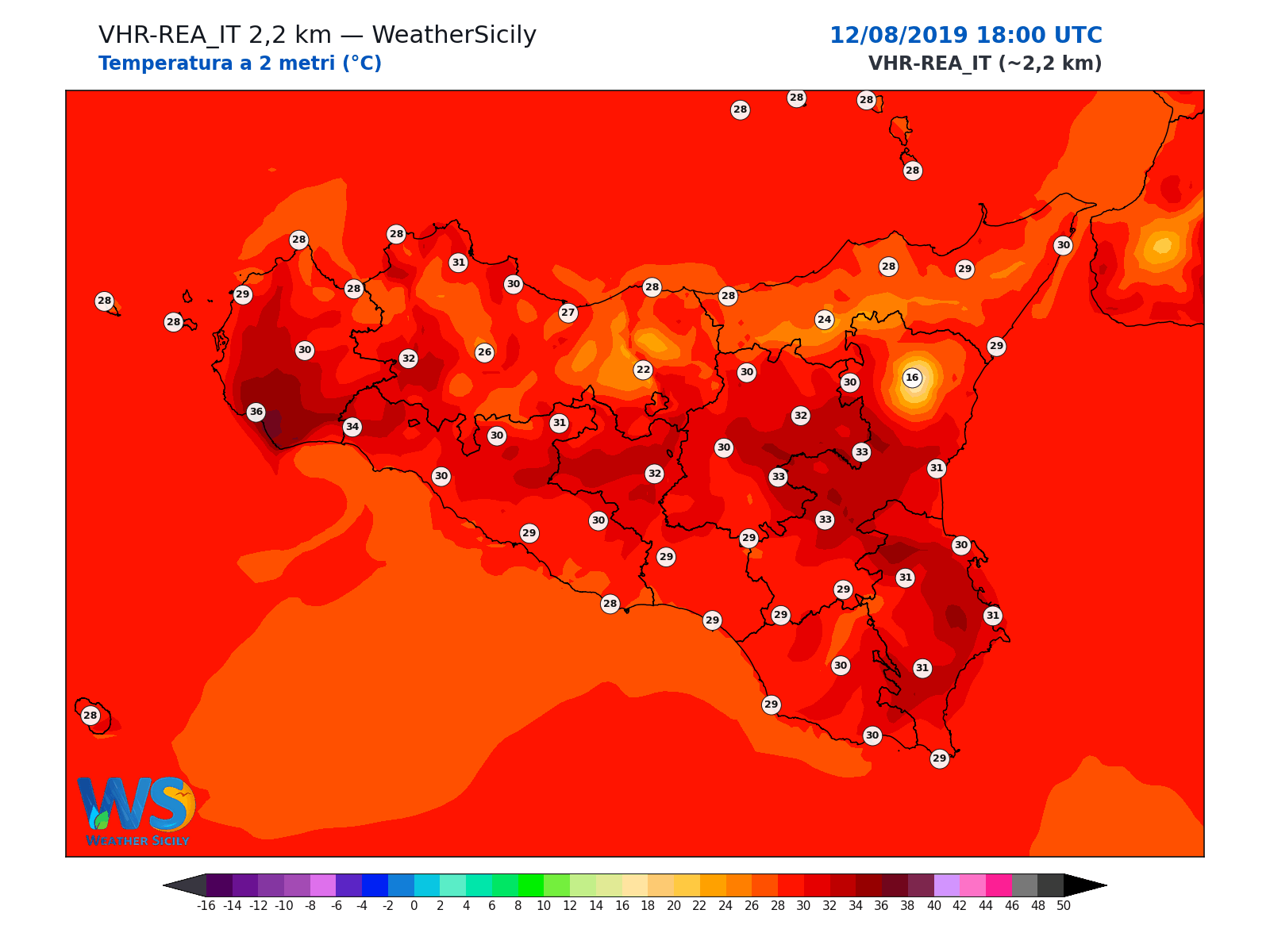 Temperatura a 2 metri · 2019081218