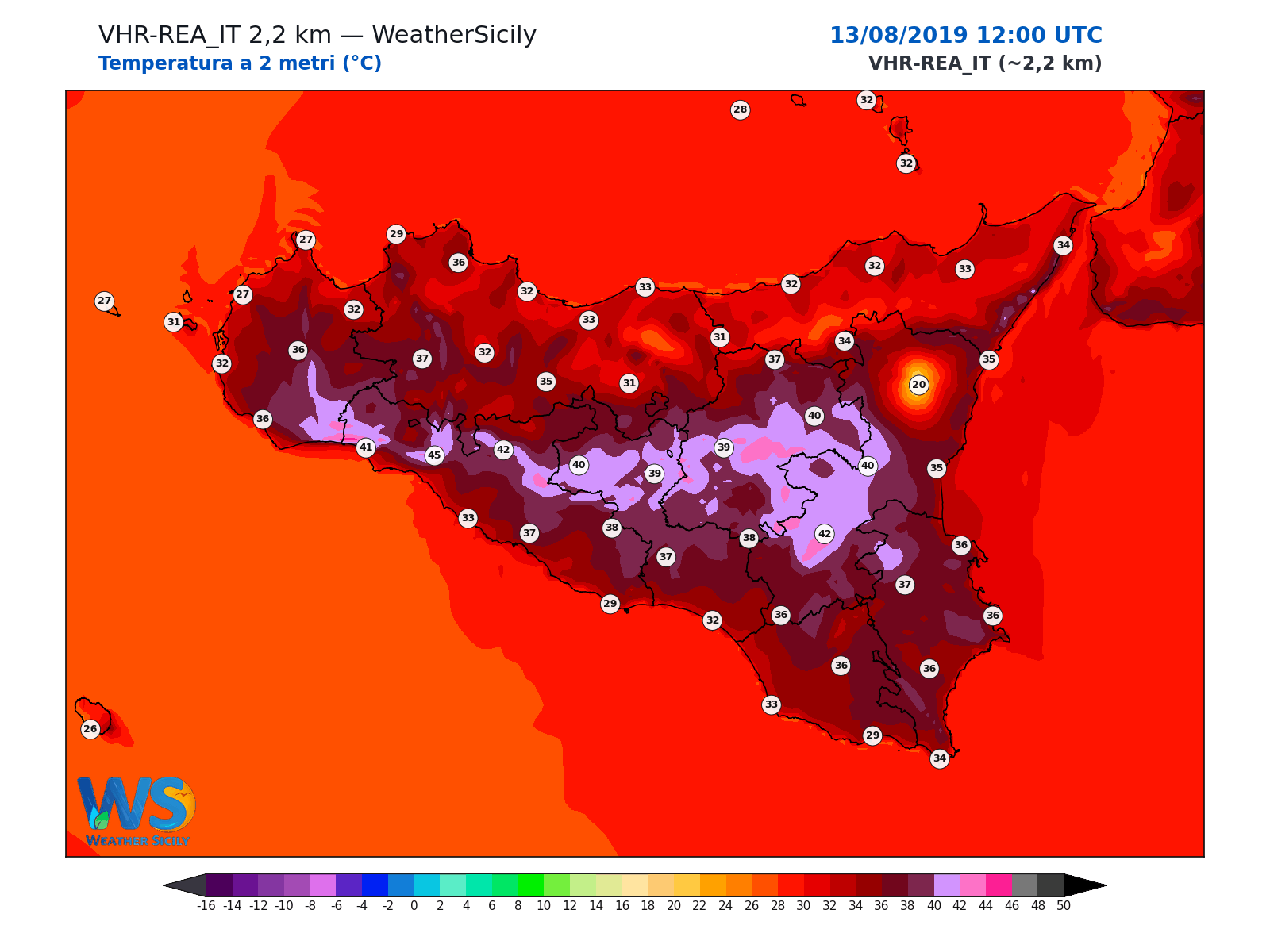 Temperatura a 2 metri · 2019081312