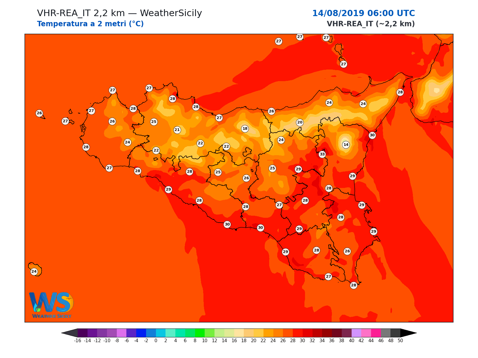 Temperatura a 2 metri · 2019081406