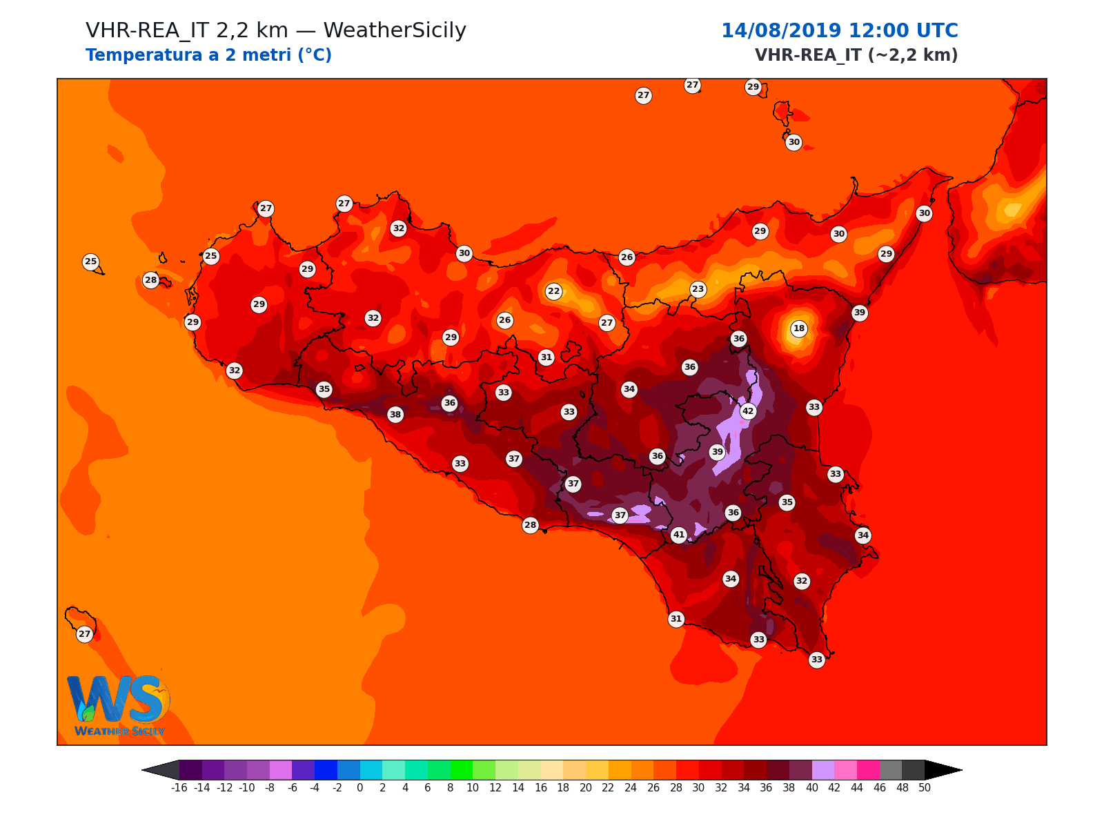 Temperatura a 2 metri · 2019081412