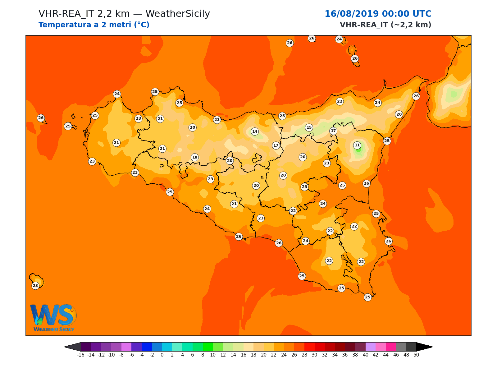Temperatura a 2 metri · 2019081600