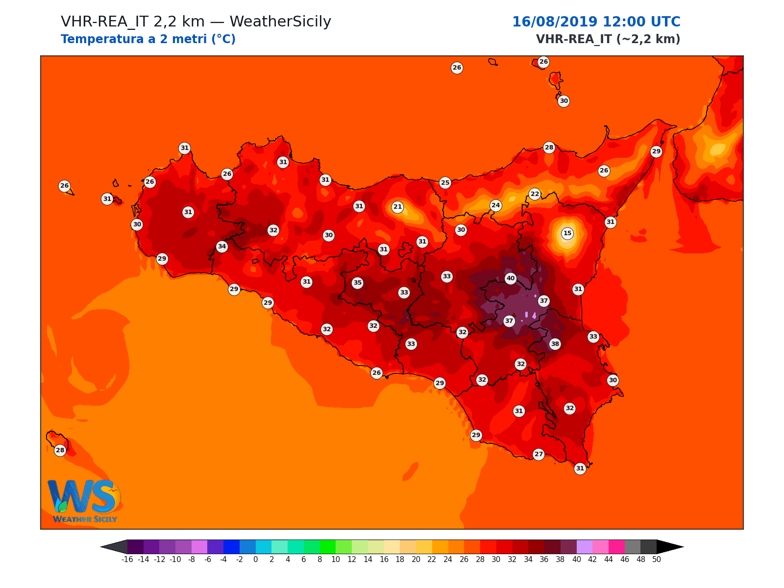Temperatura a 2 metri · 2019081612