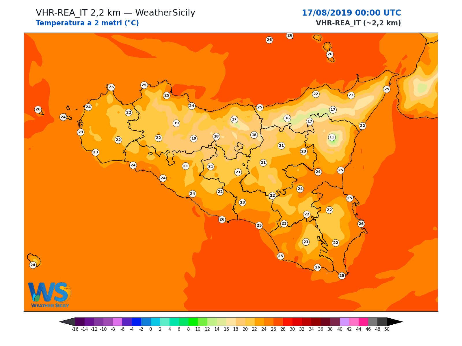 Temperatura a 2 metri · 2019081700