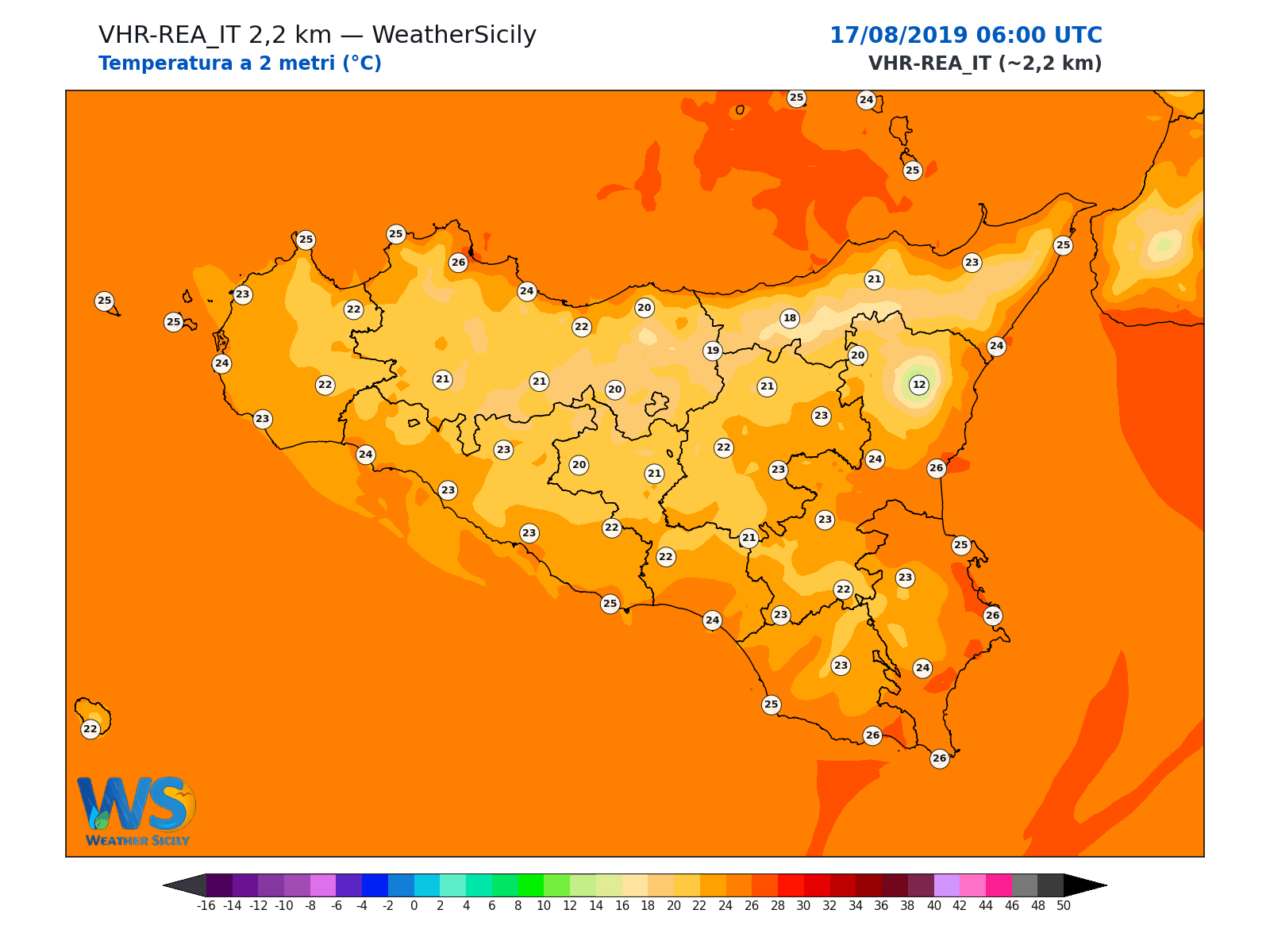 Temperatura a 2 metri · 2019081706
