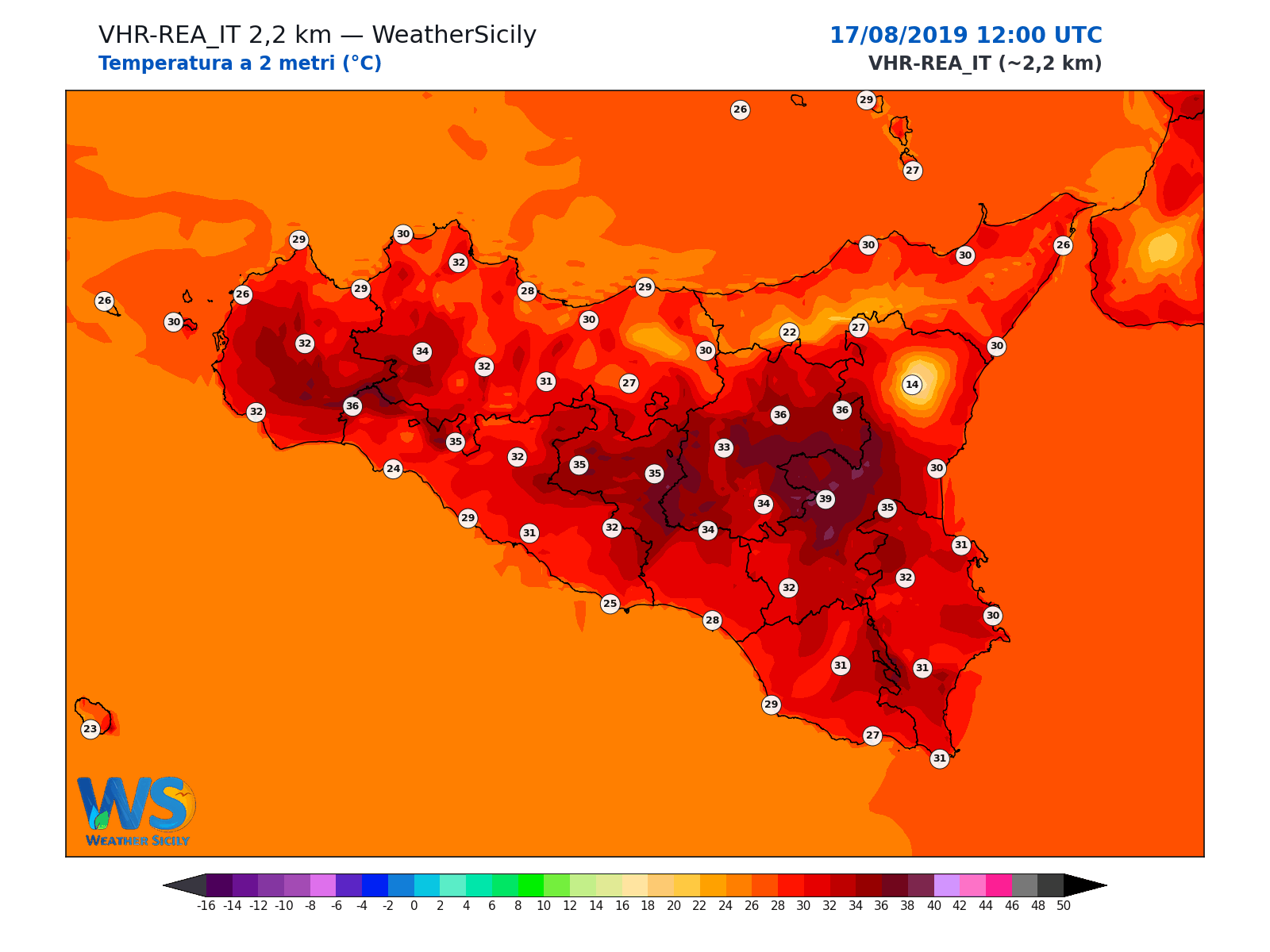 Temperatura a 2 metri · 2019081712