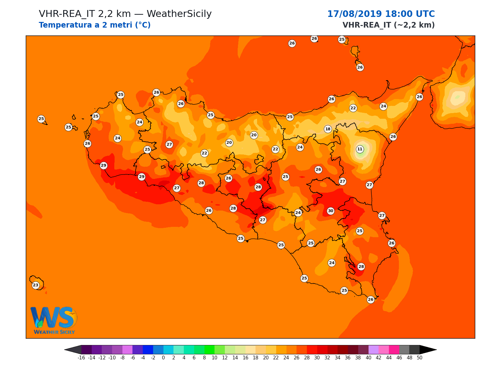 Temperatura a 2 metri · 2019081718