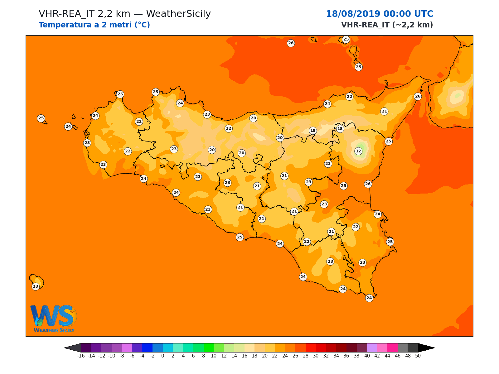 Temperatura a 2 metri · 2019081800