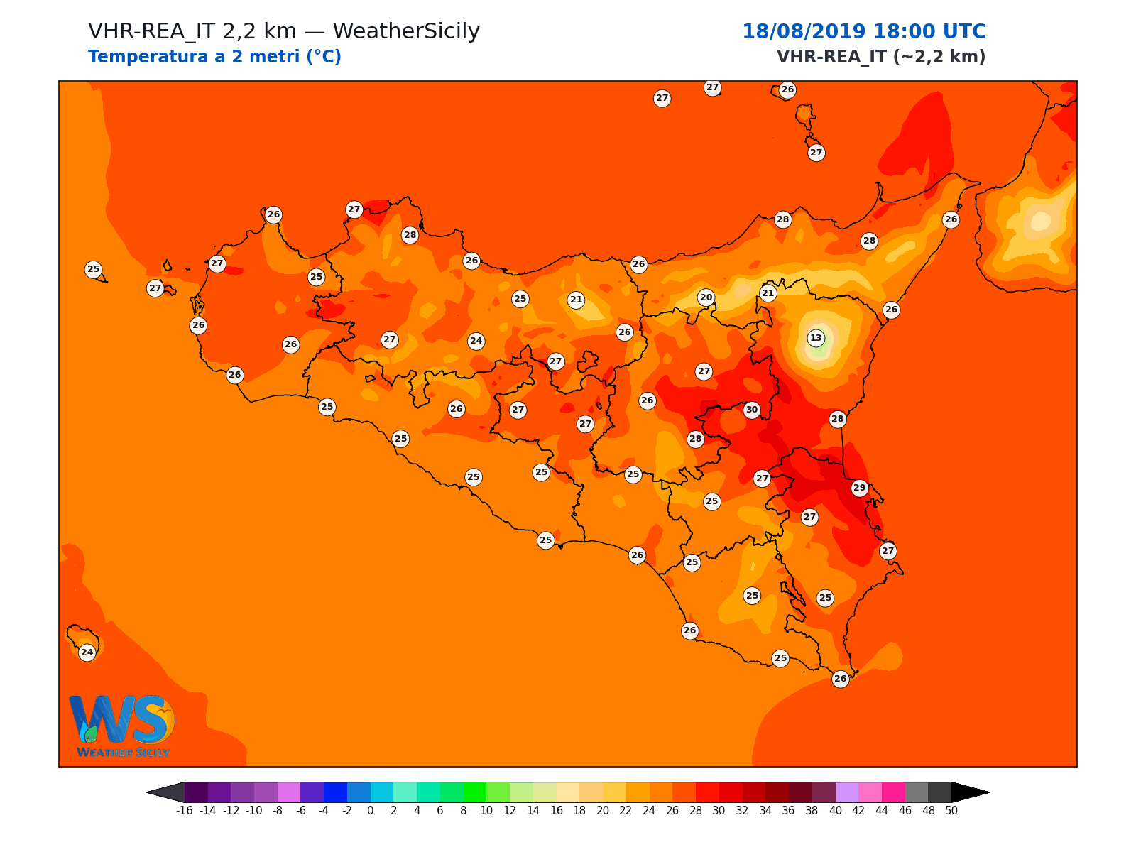 Temperatura a 2 metri · 2019081818