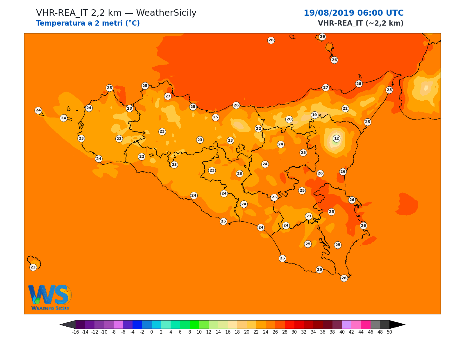 Temperatura a 2 metri · 2019081906