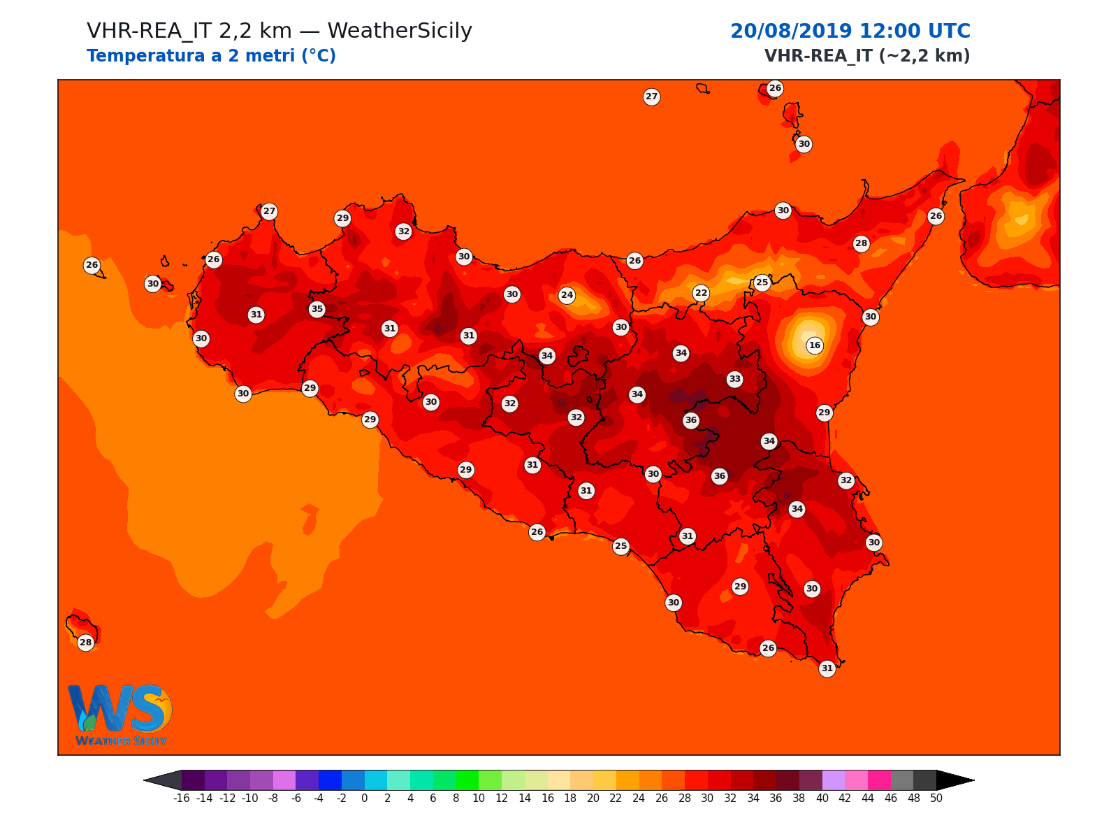 Temperatura a 2 metri · 2019082012