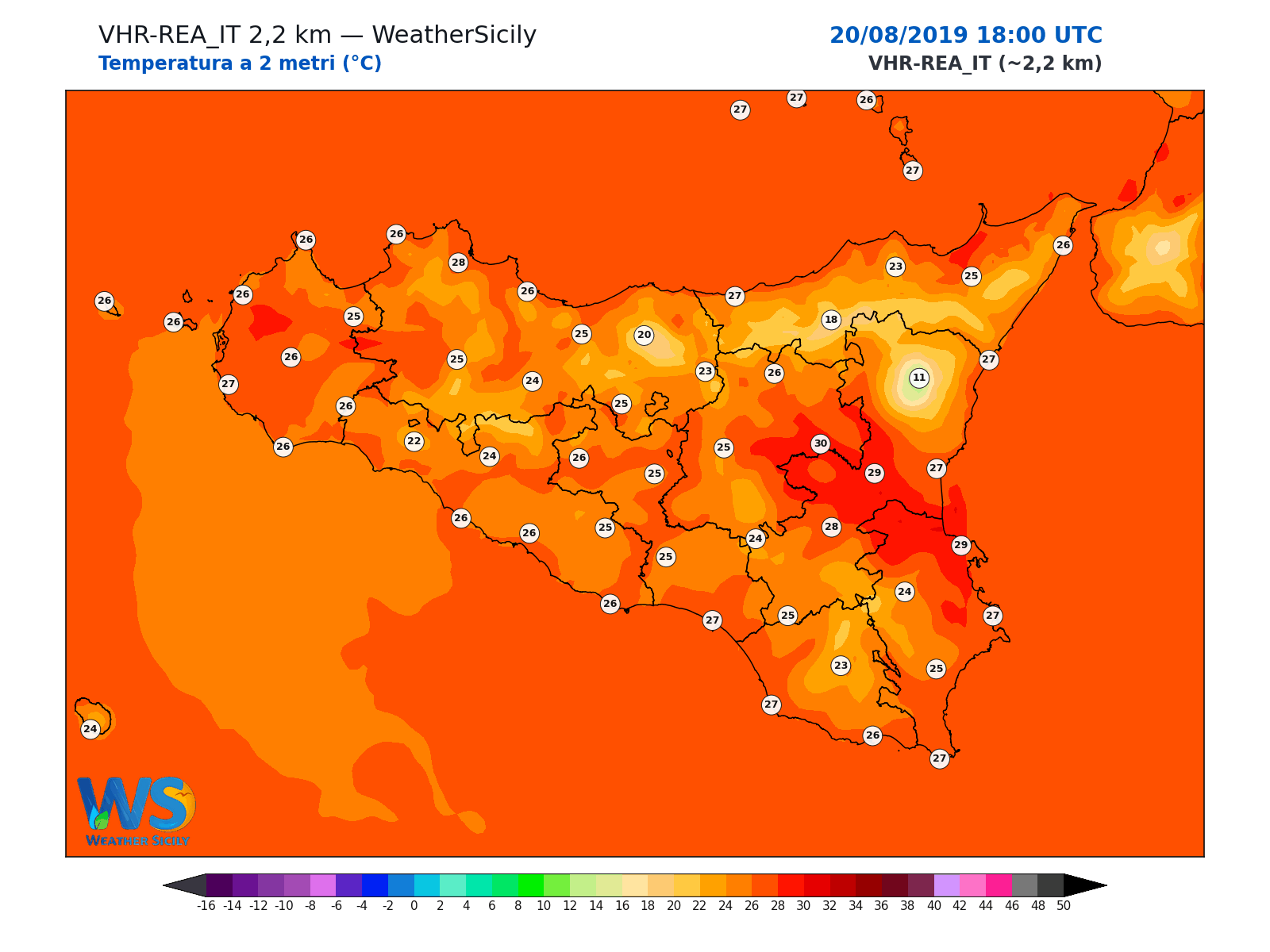 Temperatura a 2 metri · 2019082018